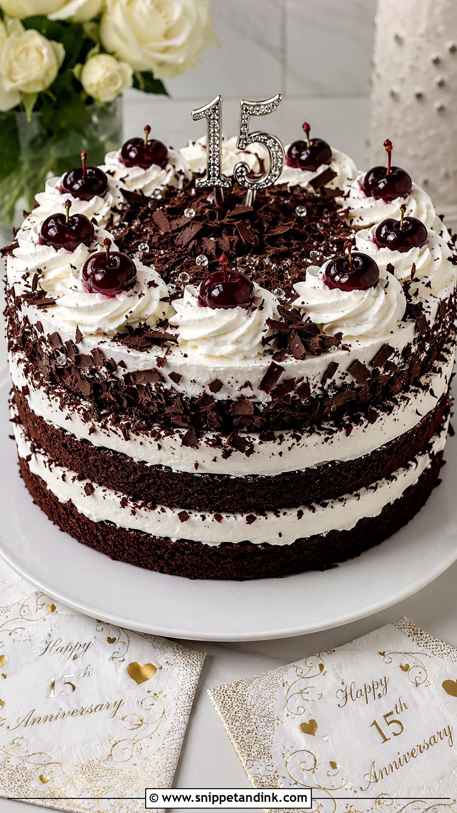 15th Anniversary Black Forest Cake - Snippet and Ink - 20 15th Wedding Anniversary Cake Ideas