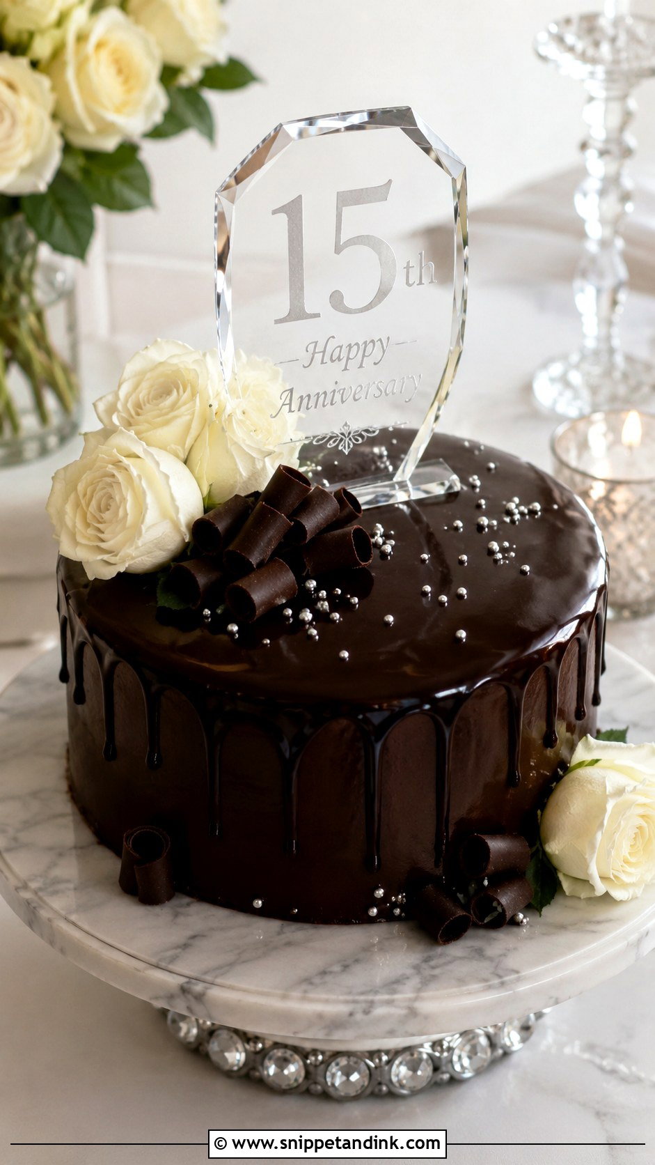 15th Anniversary Chocolate Ganache Cake - Snippet and Ink - 20 15th Wedding Anniversary Cake Ideas