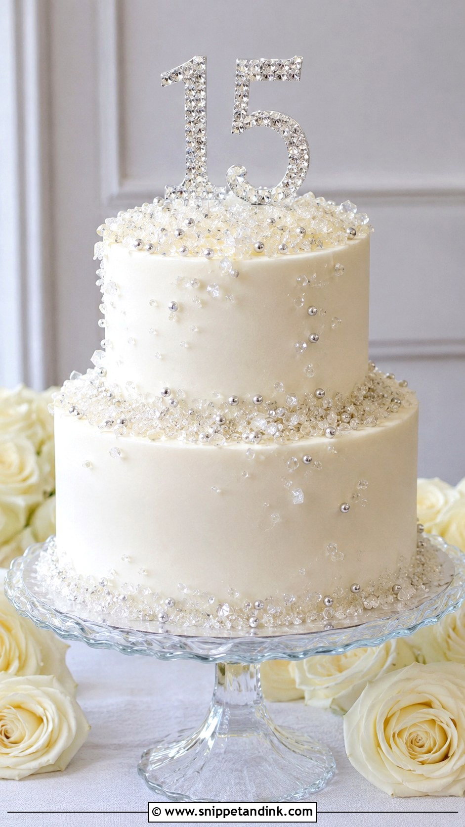 15th Anniversary Crystal Cake - Snippet and Ink - 20 15th Wedding Anniversary Cake Ideas