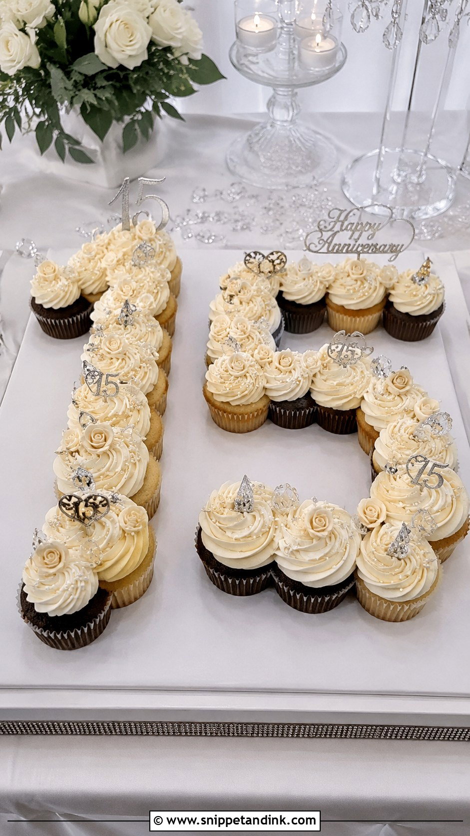 15th Anniversary Cupcake Cake - Snippet and Ink - 20 15th Wedding Anniversary Cake Ideas