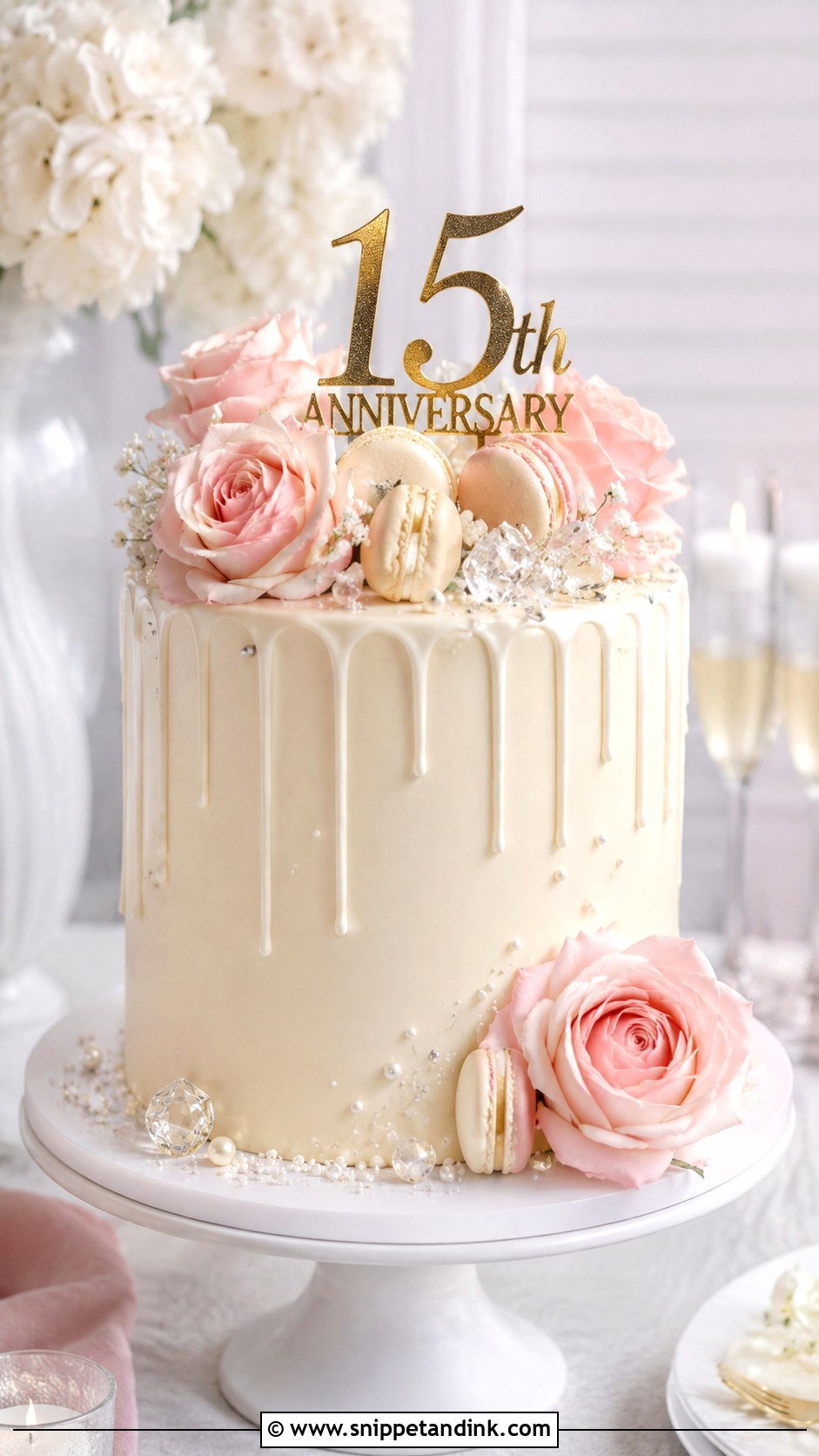 15th Anniversary Drip Cake - Snippet and Ink - 20 15th Wedding Anniversary Cake Ideas