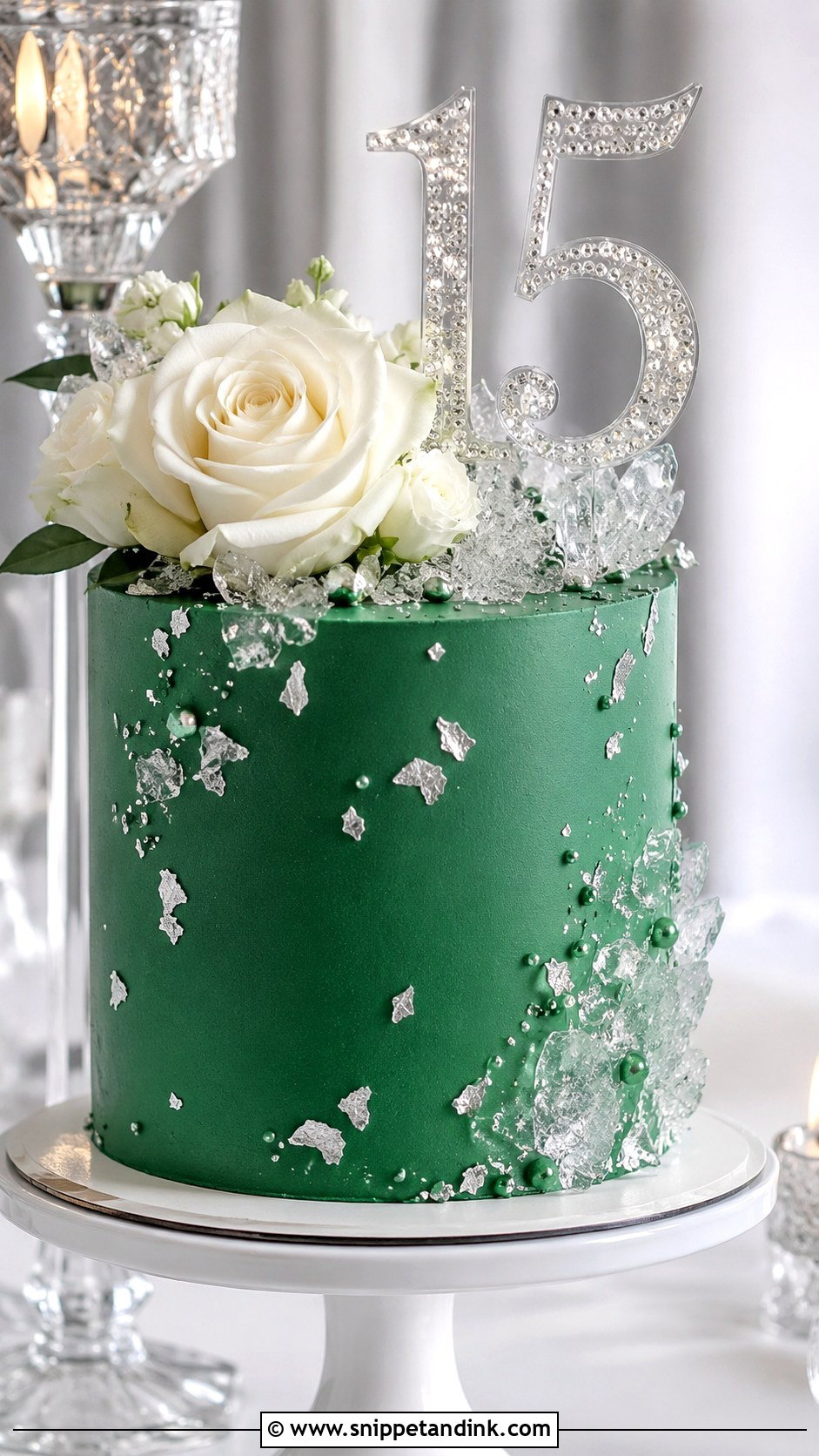 15th Anniversary Emerald Green Cake - Snippet and Ink - 20 15th Wedding Anniversary Cake Ideas