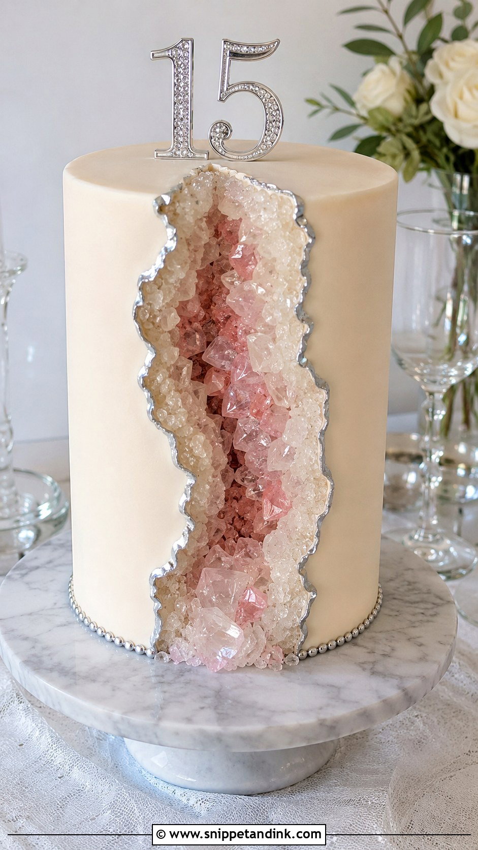 15th Anniversary Geode Cake - Snippet and Ink - 20 15th Wedding Anniversary Cake Ideas