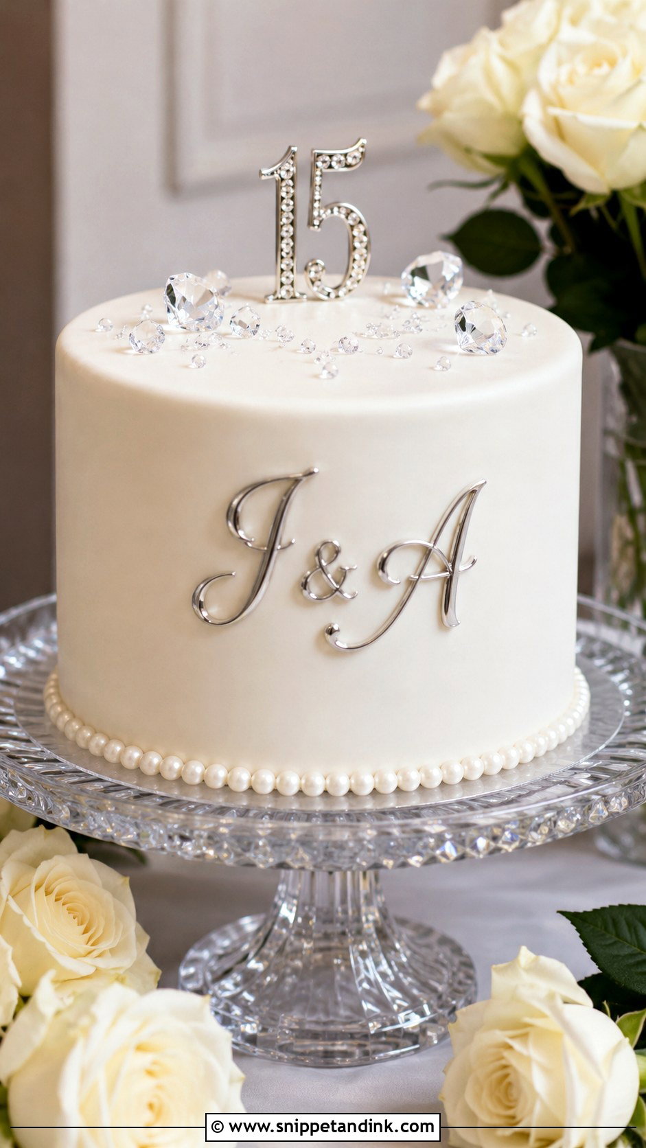 15th Anniversary Monogram Cake - Snippet and Ink - 20 15th Wedding Anniversary Cake Ideas