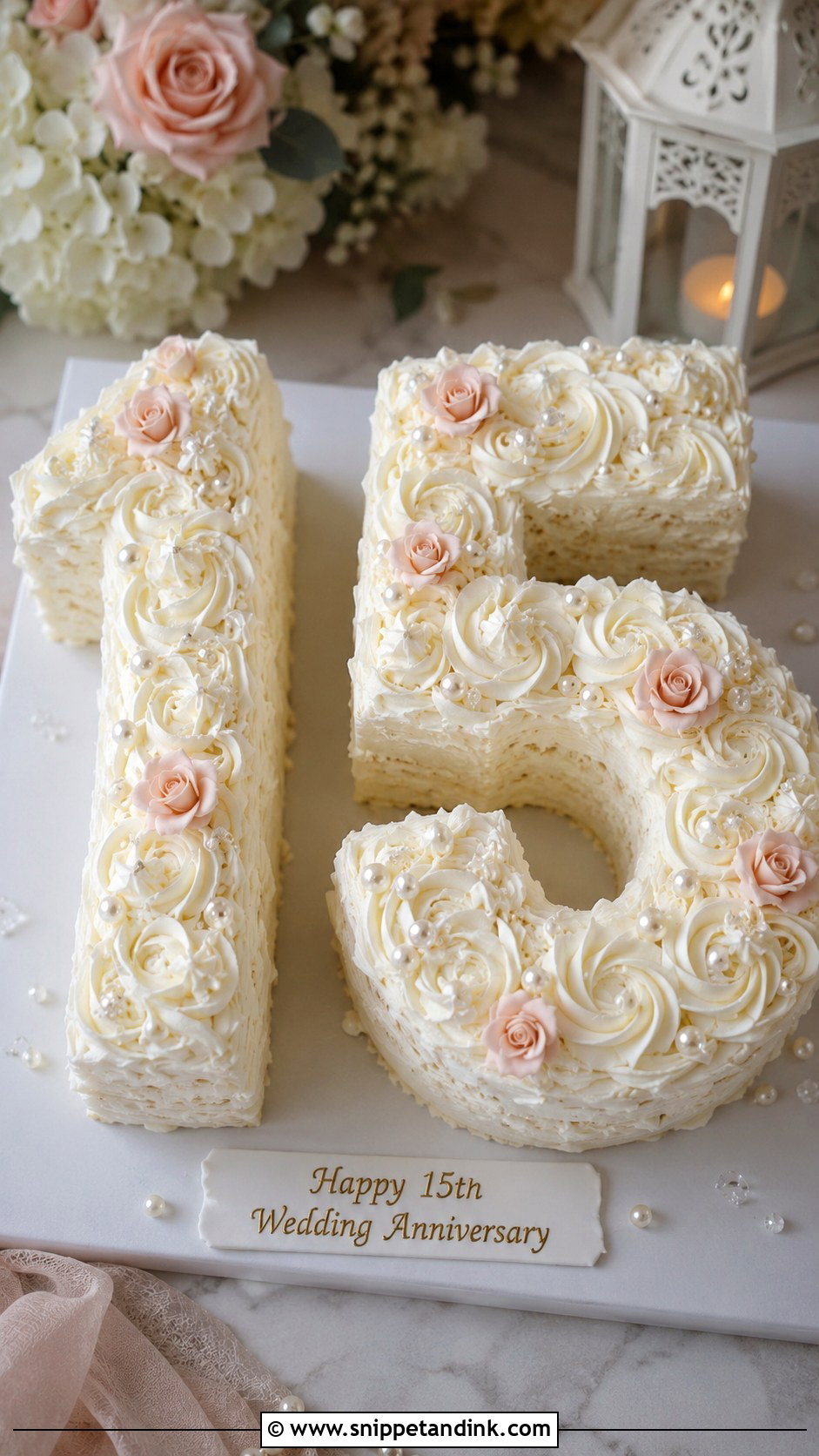 15th Anniversary Number 15 Cake - Snippet and Ink - 20 15th Wedding Anniversary Cake Ideas
