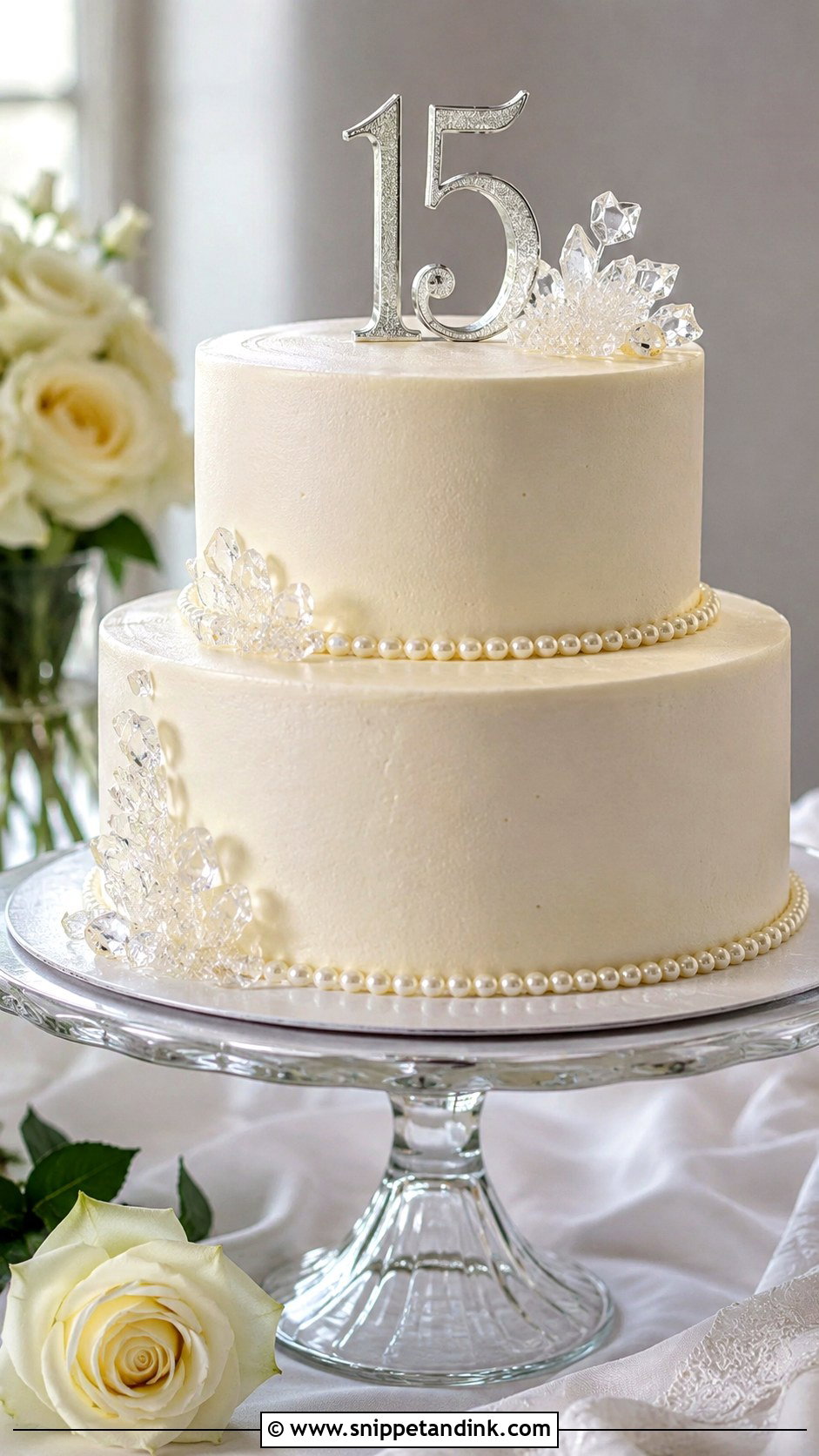 15th Anniversary Two Tier Cake - Snippet and Ink - 20 15th Wedding Anniversary Cake Ideas