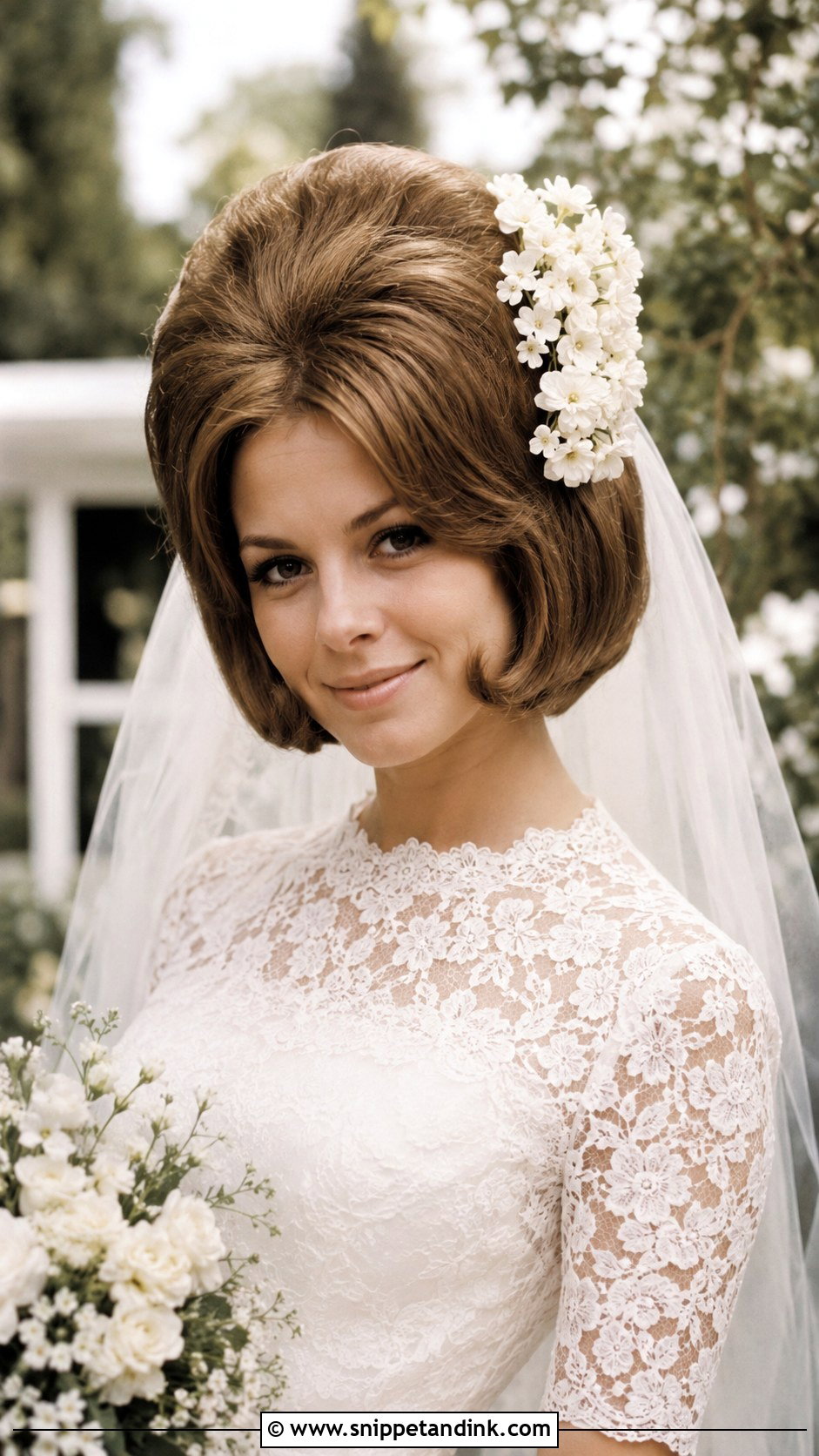 1960s Wedding Flower Bouffant Hair - Snippet and Ink - 20 1960s Wedding Hair Ideas