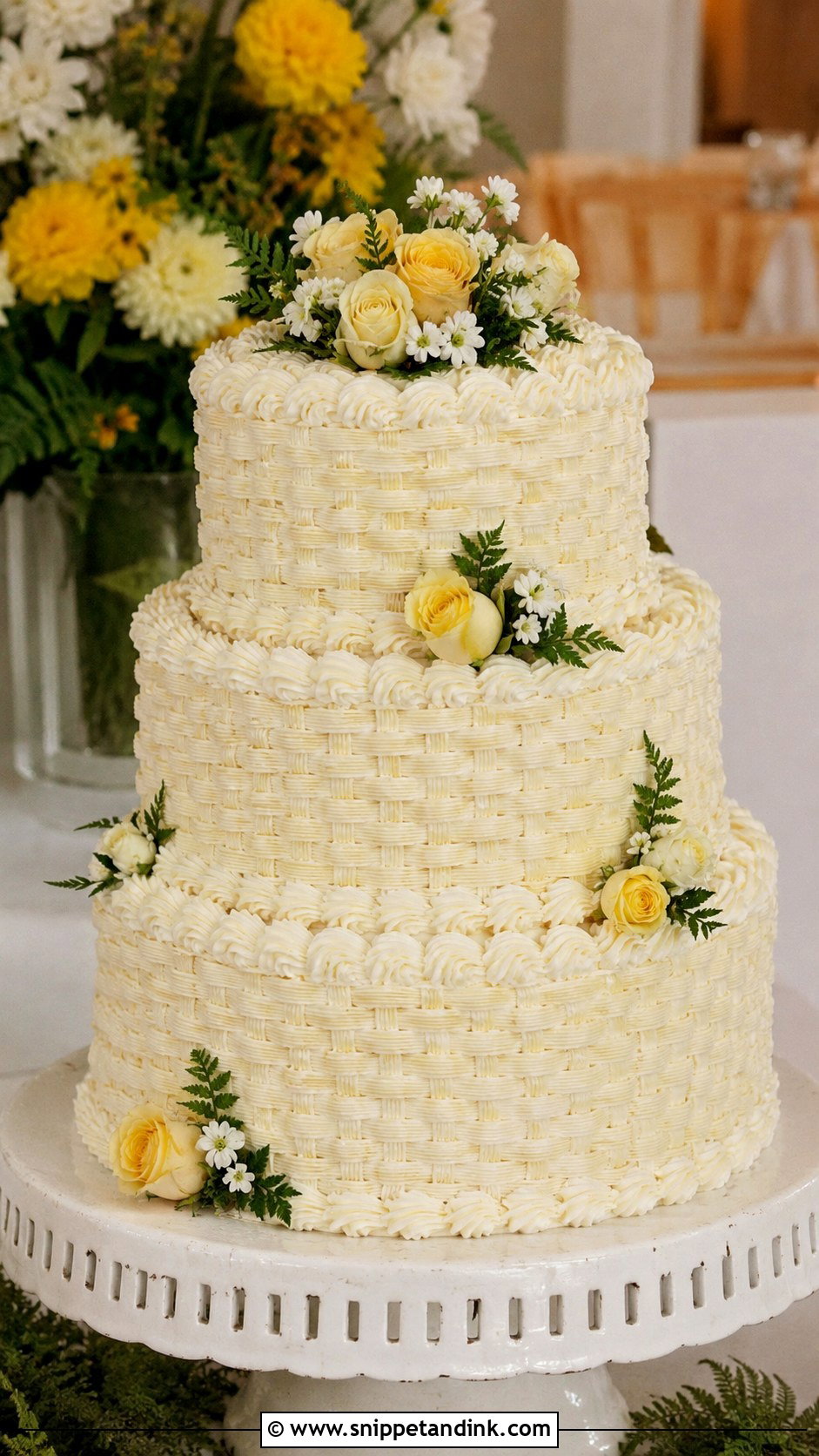 1970s Wedding Cake With Basketweave - Snippet and Ink - 20 1970s Wedding Cake Ideas
