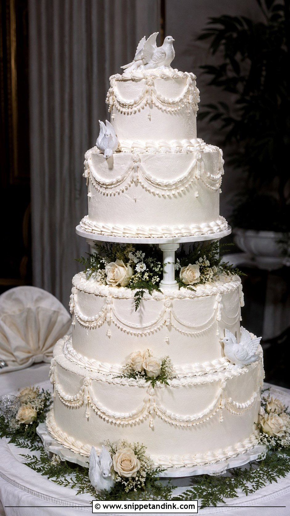 1970s Wedding Cake With Doves - Snippet and Ink - 20 1970s Wedding Cake Ideas