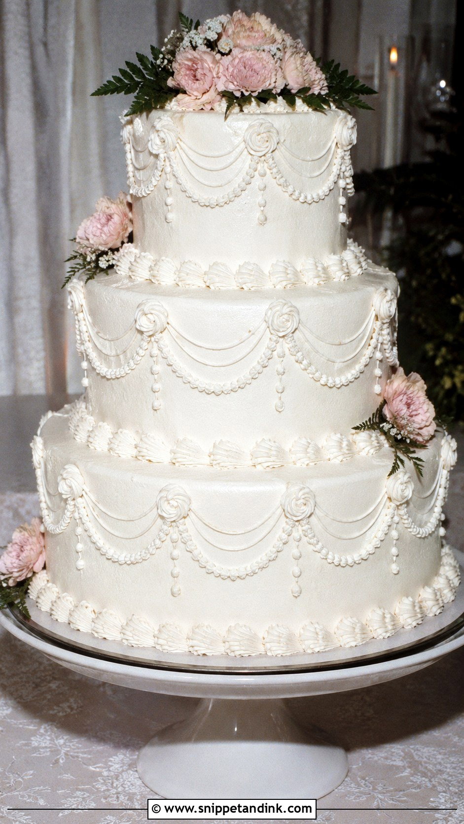 1970s Wedding Cake With Drop Swags - Snippet and Ink - 20 1970s Wedding Cake Ideas