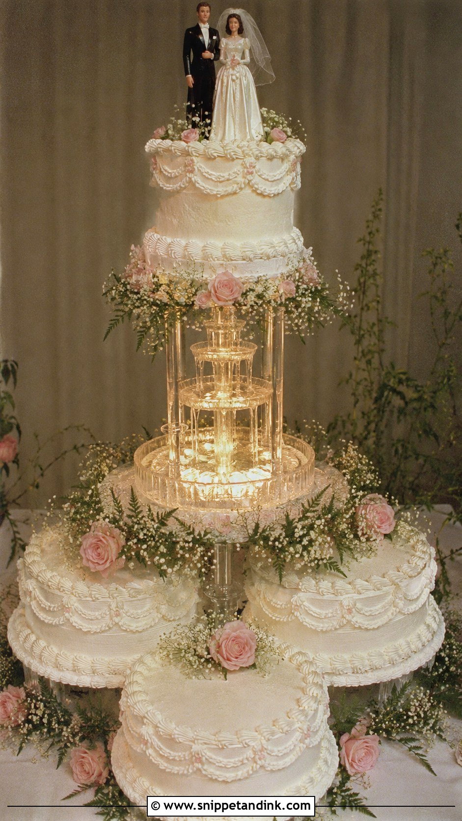 1970s Wedding Cake With Fountain - Snippet and Ink - 20 1970s Wedding Cake Ideas