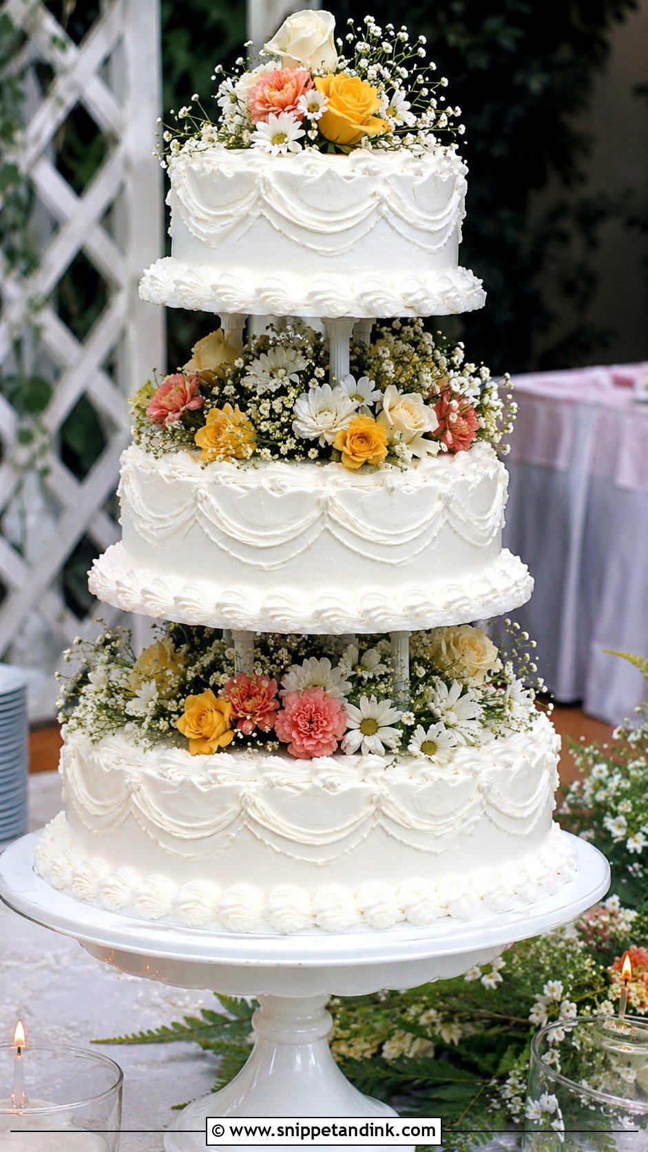 1970s Wedding Cake With Fresh Flowers - Snippet and Ink - 20 1970s Wedding Cake Ideas