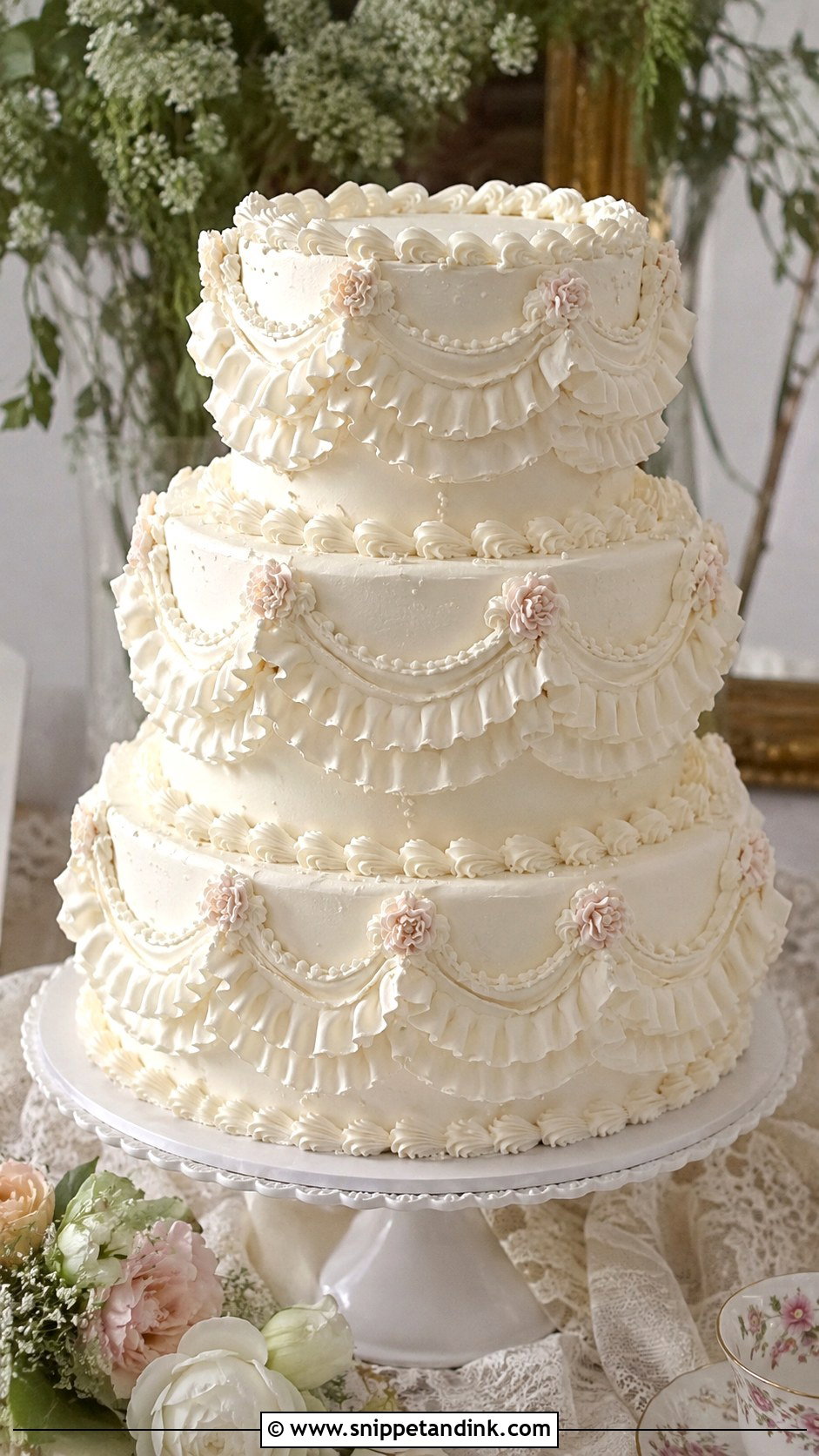 1970s Wedding Cake With Ruffles - Snippet and Ink - 20 1970s Wedding Cake Ideas