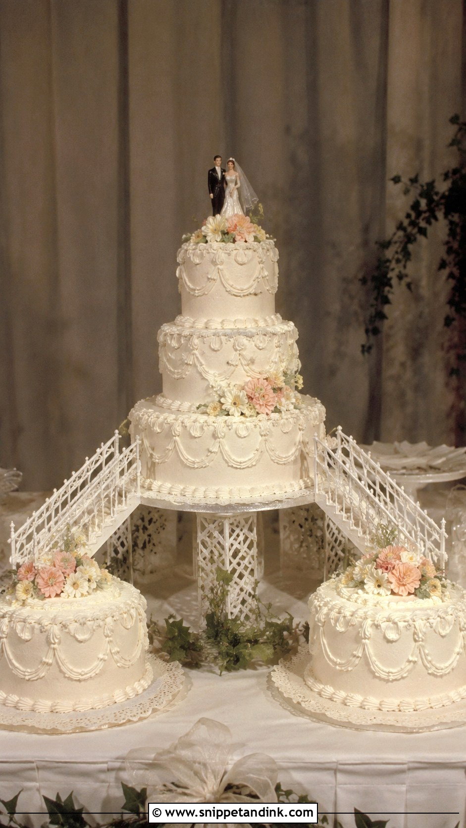 1970s Wedding Cake With Side Cakes - Snippet and Ink - 20 1970s Wedding Cake Ideas