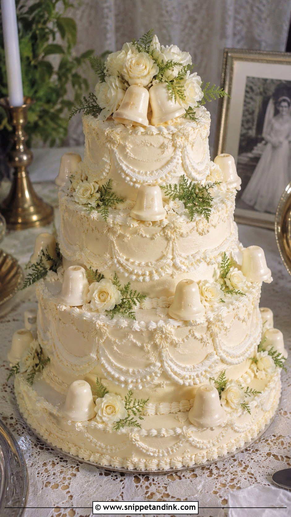 1970s Wedding Cake With Sugar Bells - Snippet and Ink - 20 1970s Wedding Cake Ideas