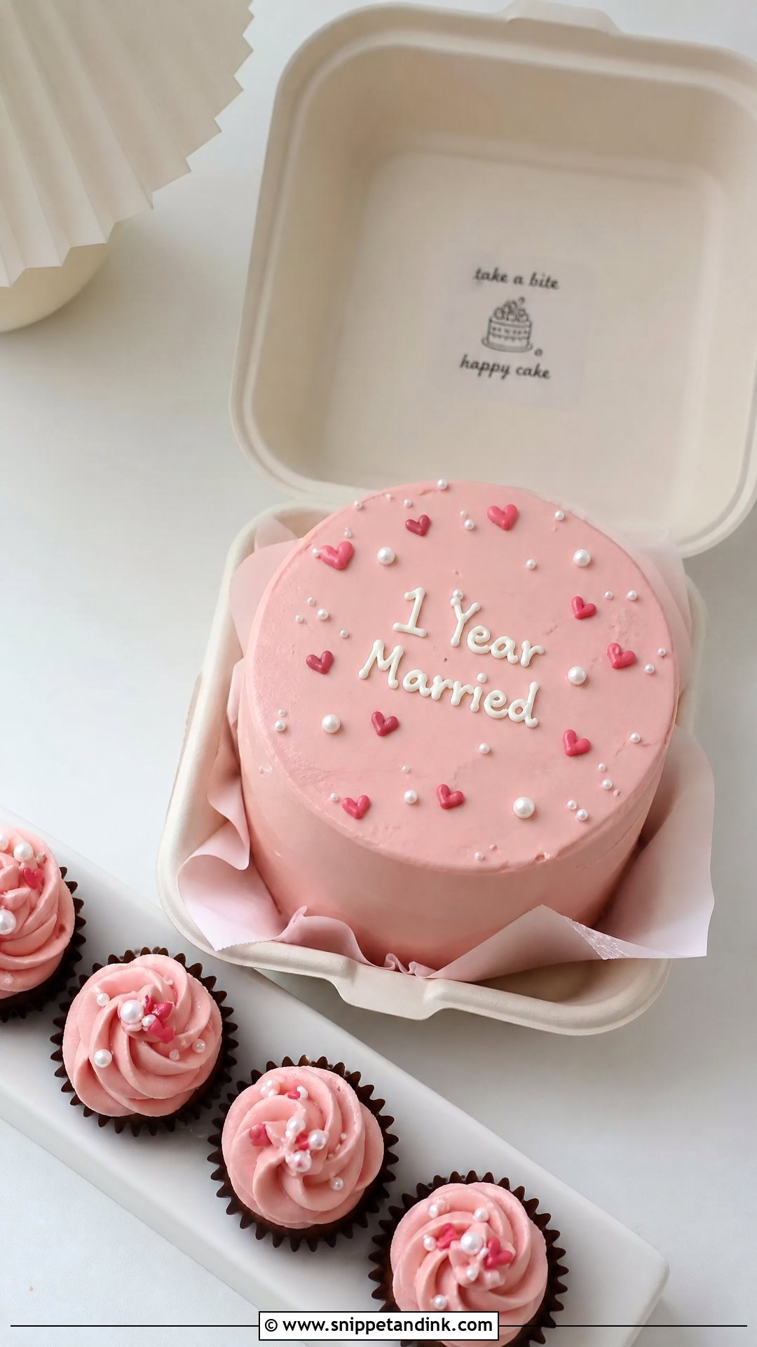 1st Anniversary Bento Cake - Snippet and Ink - 25 1st Wedding Anniversary Cake Designs