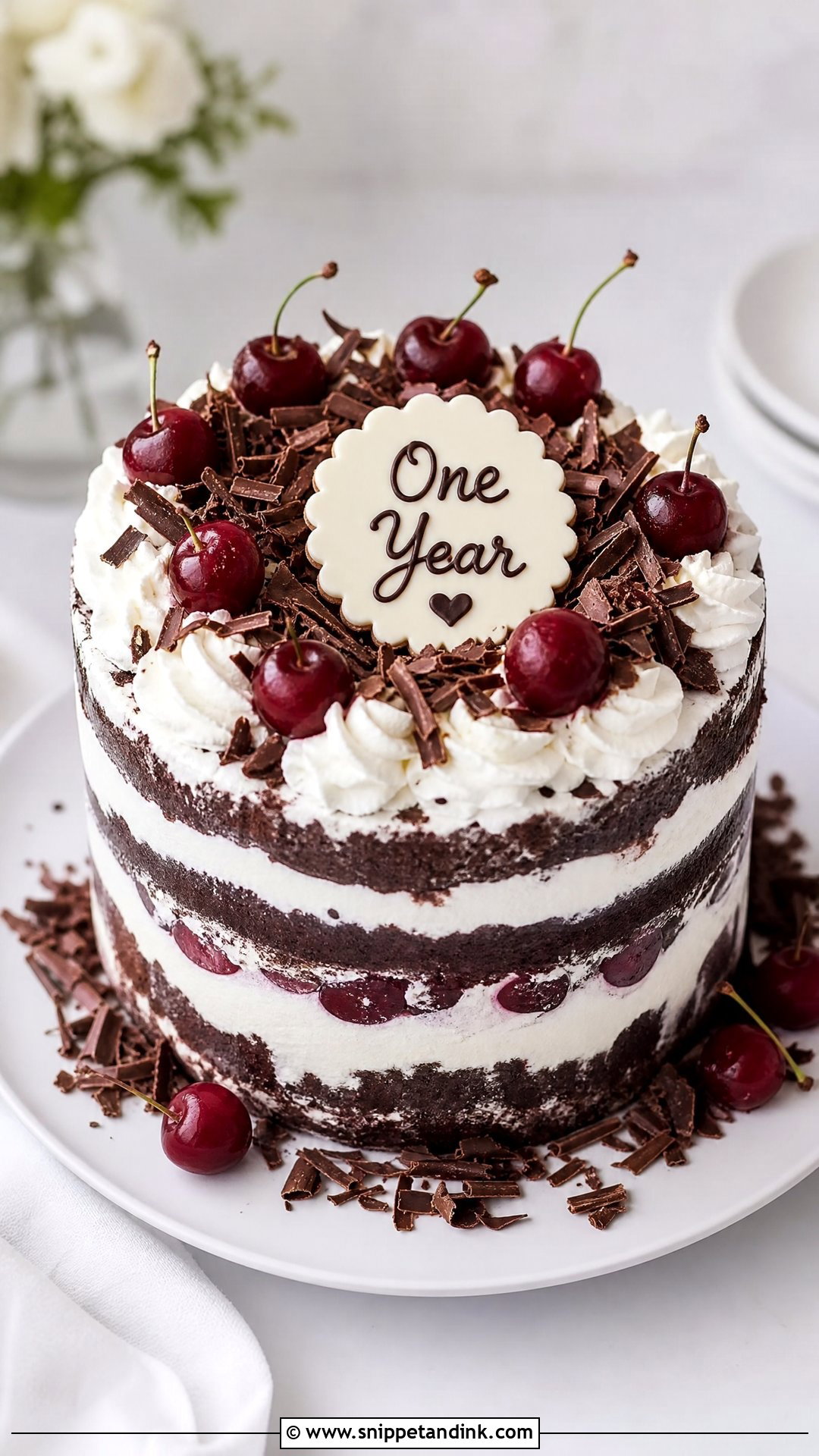 1st Anniversary Black Forest Cake - Snippet and Ink - 25 1st Wedding Anniversary Cake Designs