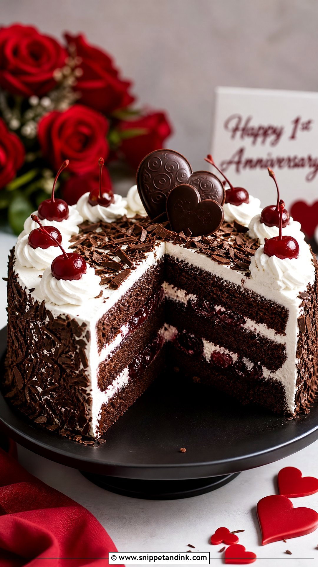 1st Anniversary Black Forest Cake - Snippet and Ink - 30 1st Anniversary Cake Ideas