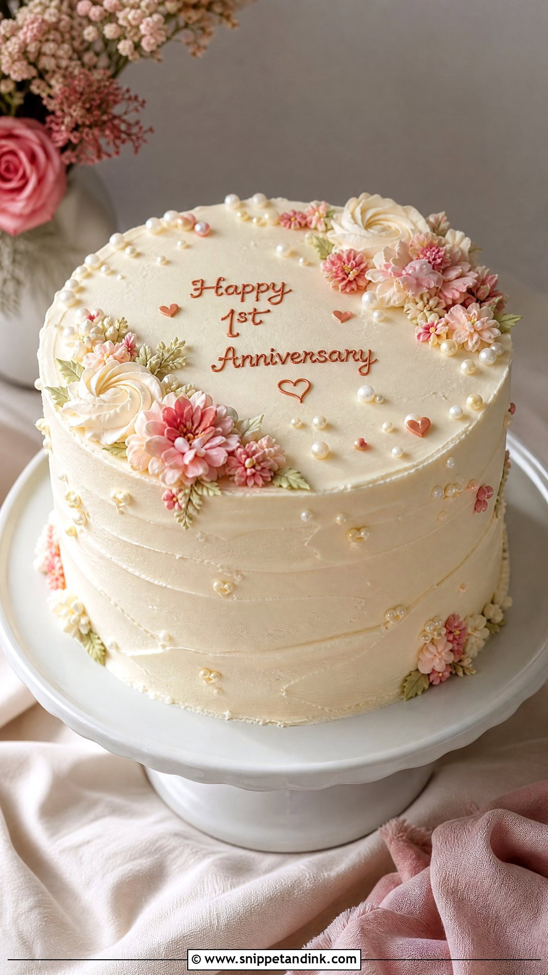 1st Anniversary Buttercream Cake - Snippet and Ink - 25 1st Wedding Anniversary Cake Designs