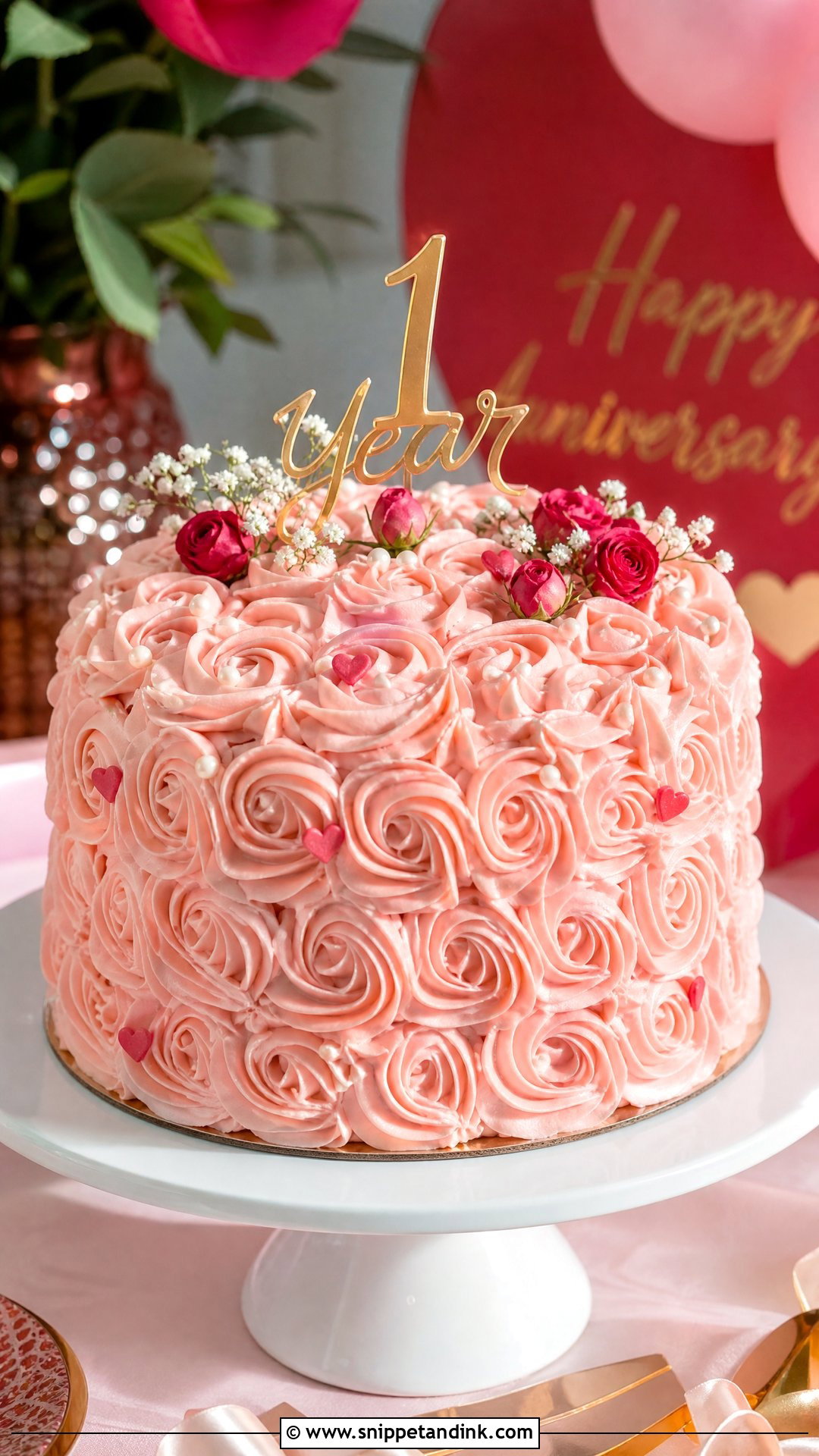 1st Anniversary Buttercream Rosette Cake - Snippet and Ink - 30 1st Anniversary Cake Ideas