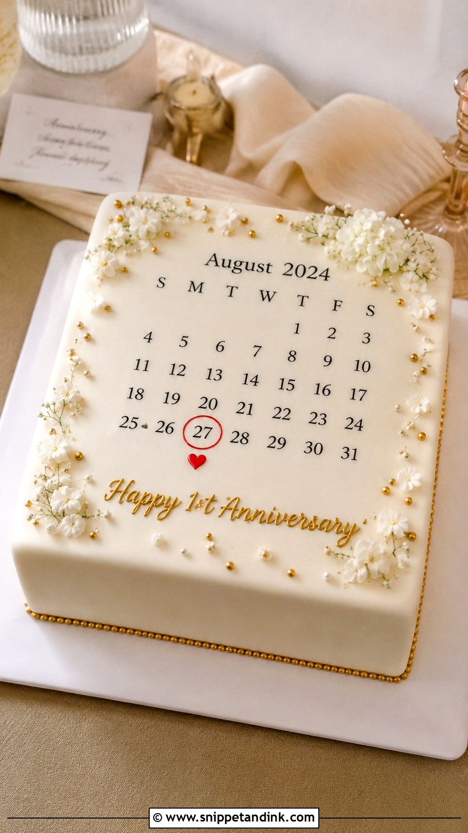 1st Anniversary Calendar Cake - Snippet and Ink - 20 1st Year Anniversary Cake Ideas