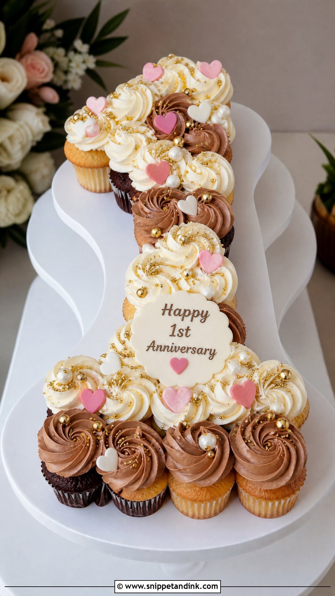 1st Anniversary Cupcake Cake - Snippet and Ink - 25 1st Wedding Anniversary Cake Designs