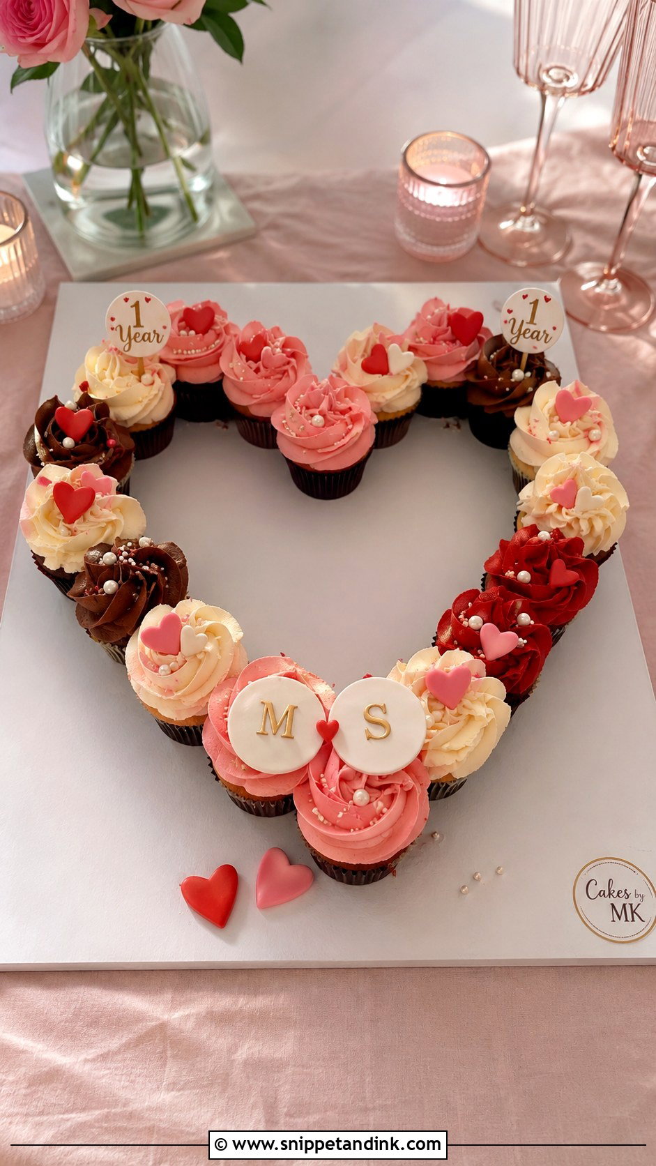 1st Anniversary Cupcake Cake - Snippet and Ink - 20 1st Year Anniversary Cake Ideas