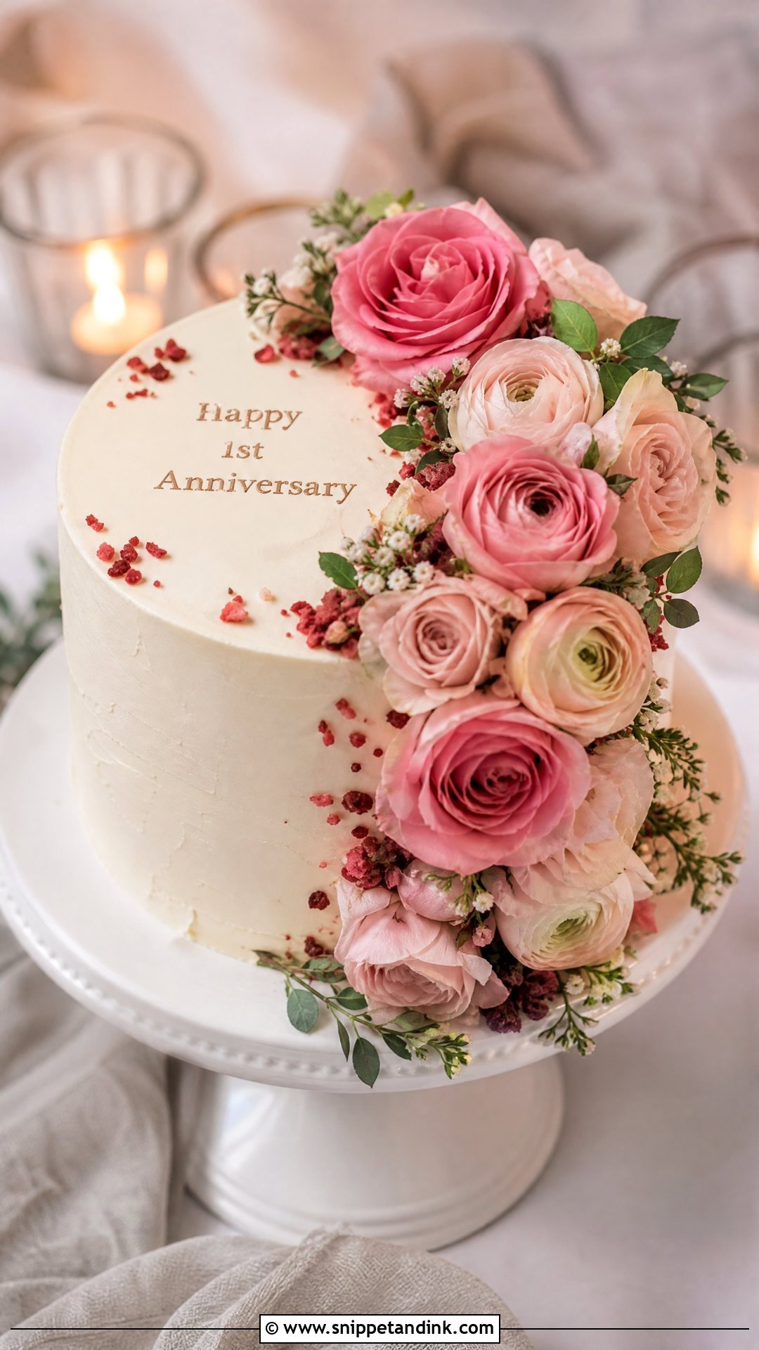 1st Anniversary Floral Cake - Snippet and Ink - 25 1st Wedding Anniversary Cake Ideas