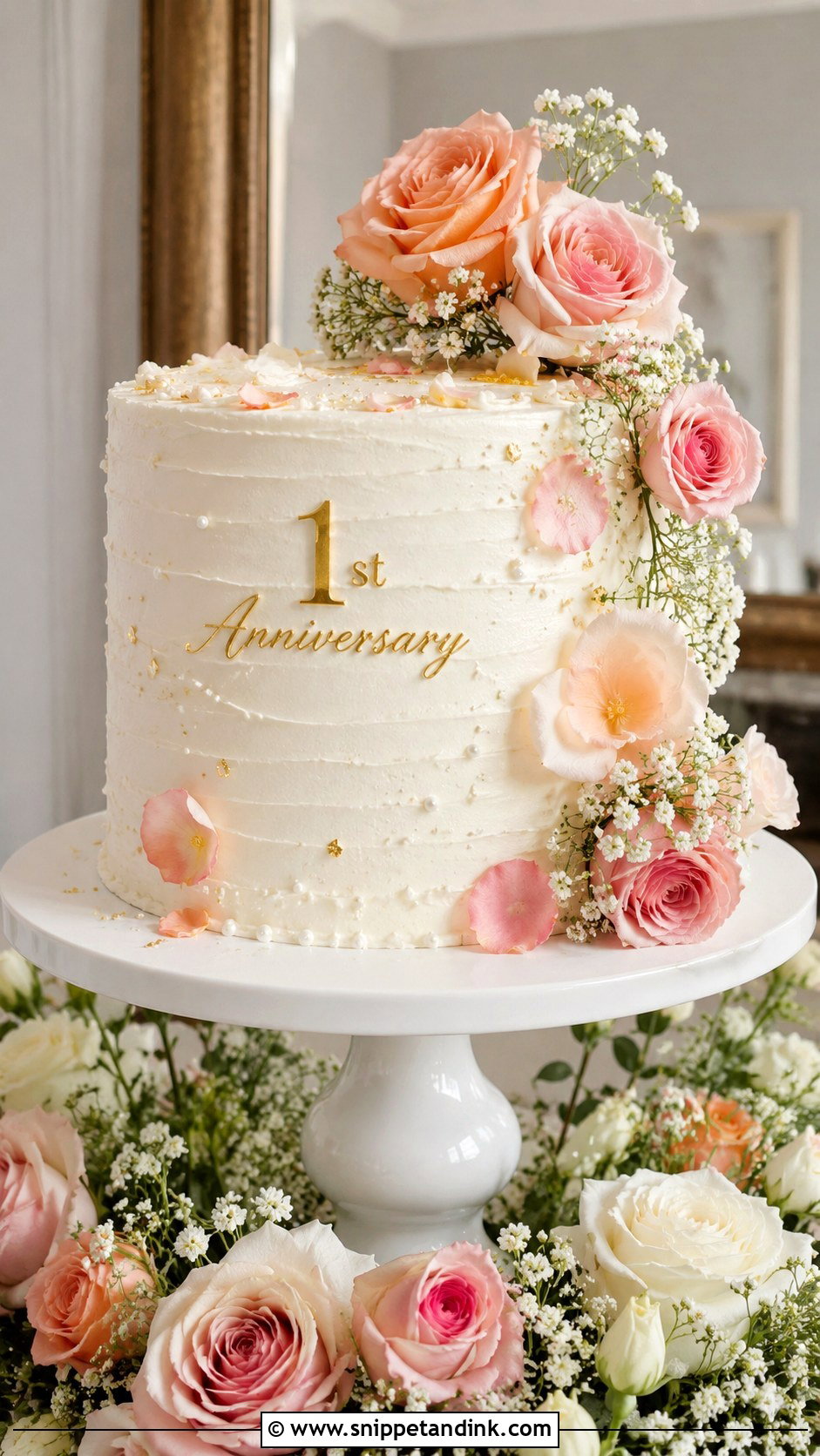 1st Anniversary Floral Cake - Snippet and Ink - 20 1st Year Anniversary Cake Ideas