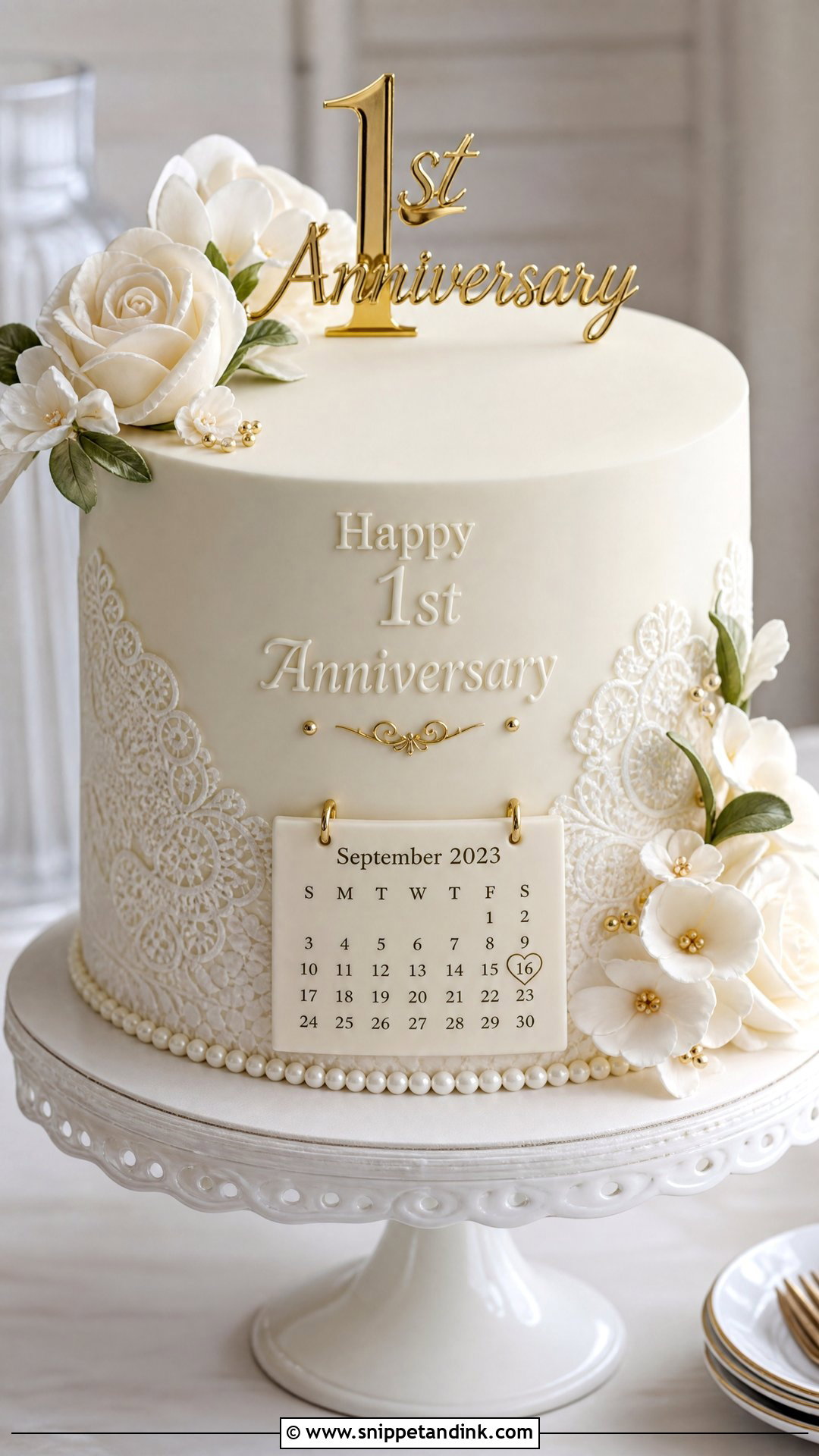 1st Anniversary Fondant Cake - Snippet and Ink - 25 1st Wedding Anniversary Cake Designs
