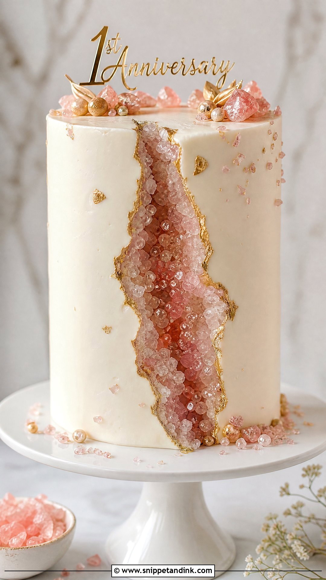1st Anniversary Geode Cake - Snippet and Ink - 30 1st Anniversary Cake Ideas