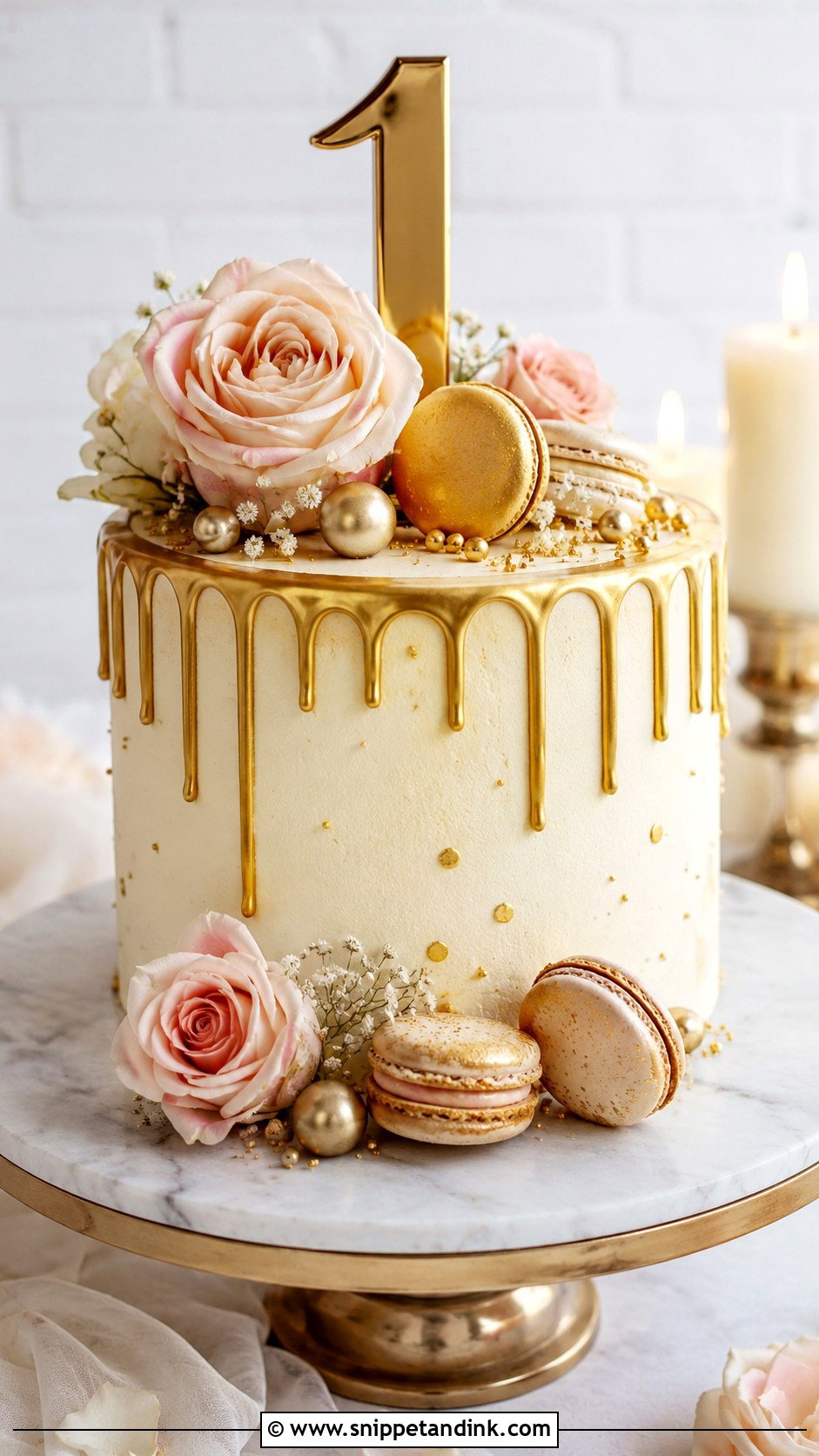 1st Anniversary Gold Drip Cake - Snippet and Ink - 20 1st Year Anniversary Cake Ideas