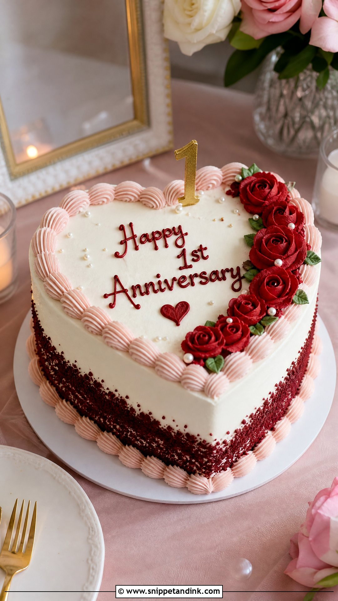1st Anniversary Heart Cake - Snippet and Ink - 25 1st Wedding Anniversary Cake Ideas