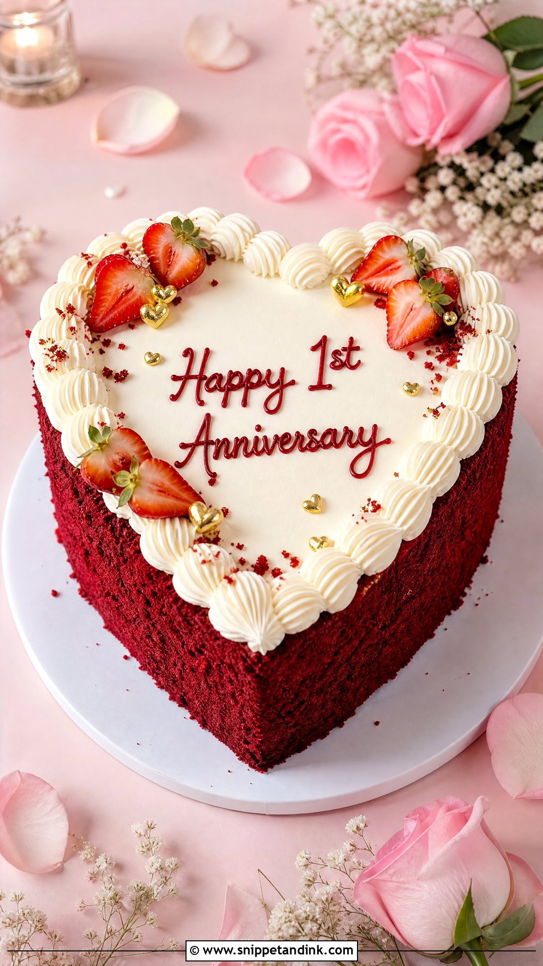 1st Anniversary Heart Cake - Snippet and Ink - 25 1st Wedding Anniversary Cake Designs