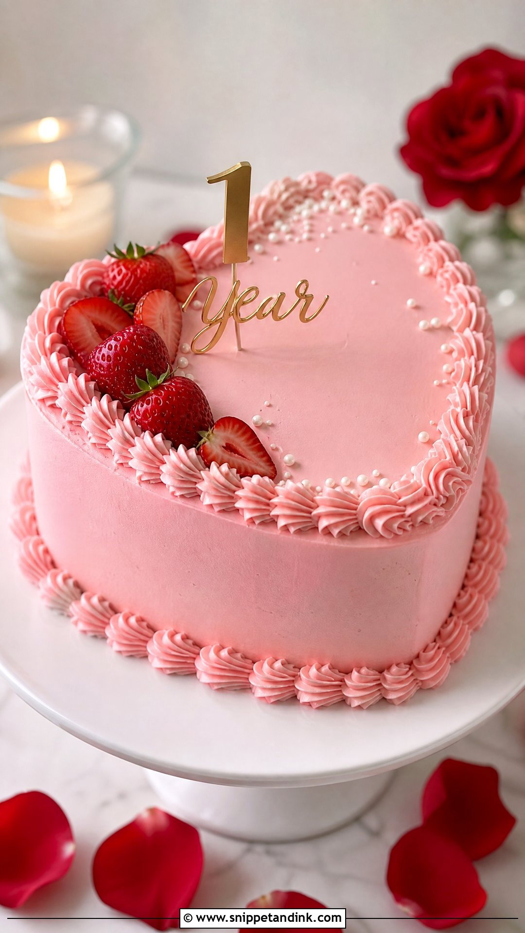 1st Anniversary Heart Cake - Snippet and Ink - 30 1st Anniversary Cake Ideas