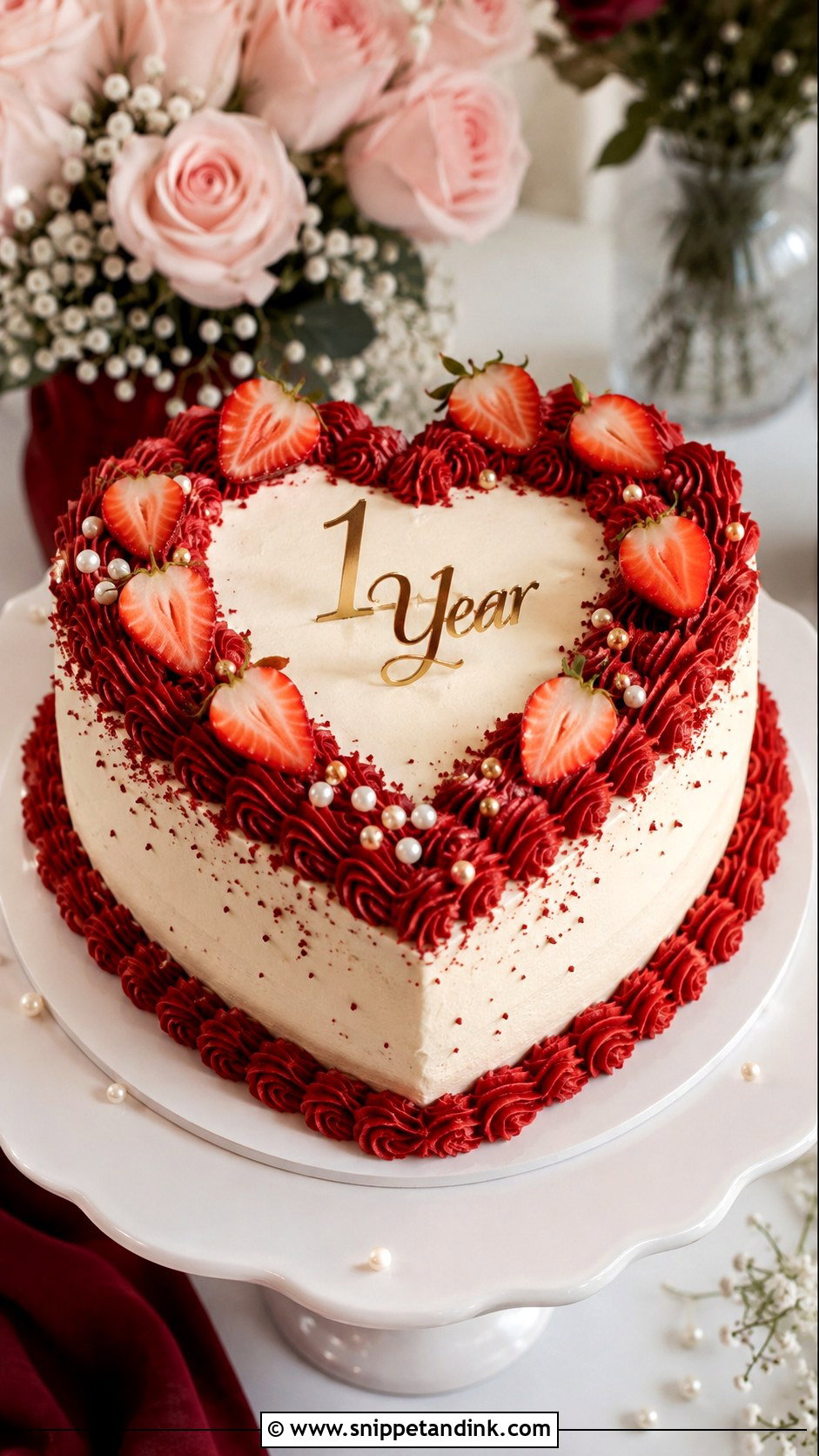1st Anniversary Heart Cake - Snippet and Ink - 20 1st Year Anniversary Cake Ideas