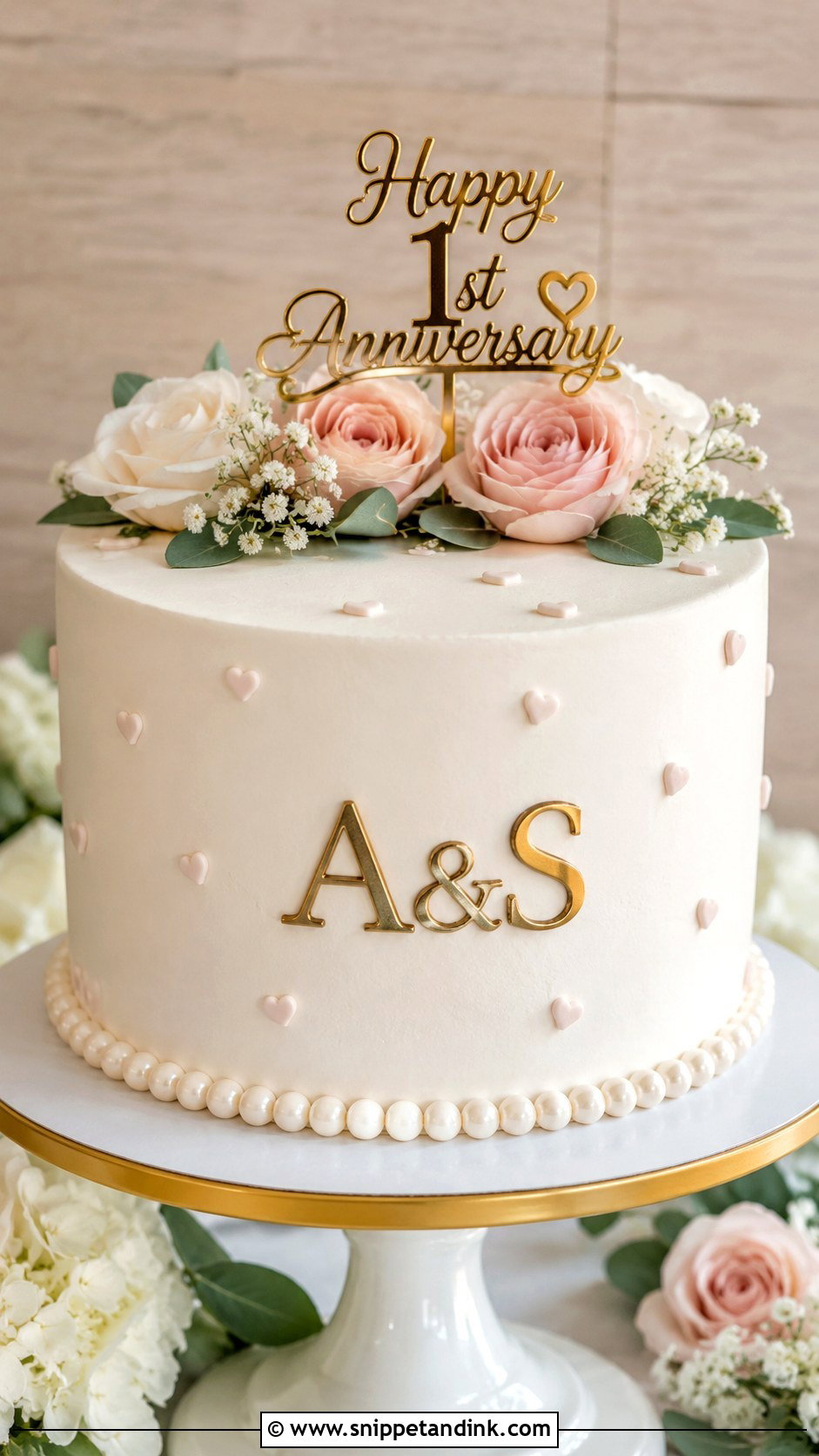 1st Anniversary Initials Cake - Snippet and Ink - 20 1st Year Anniversary Cake Ideas