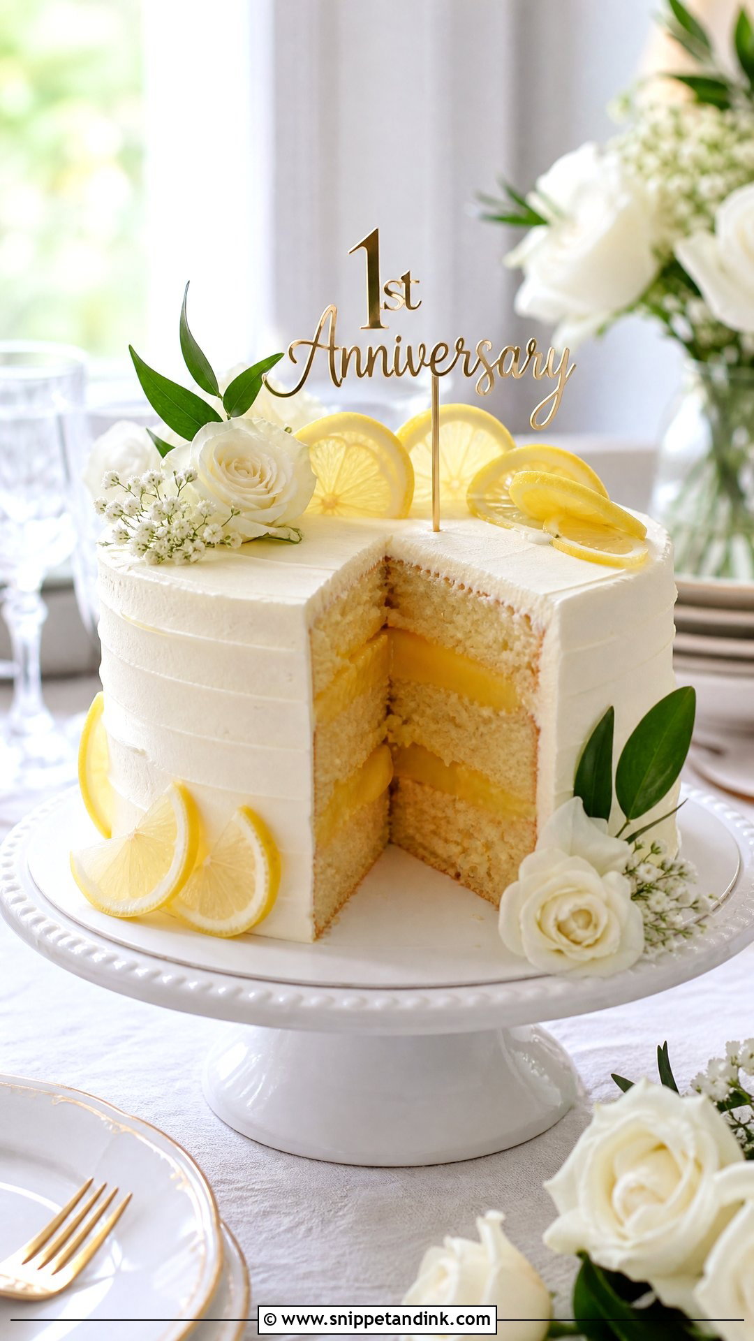 1st Anniversary Lemon Cake - Snippet and Ink - 25 1st Wedding Anniversary Cake Ideas