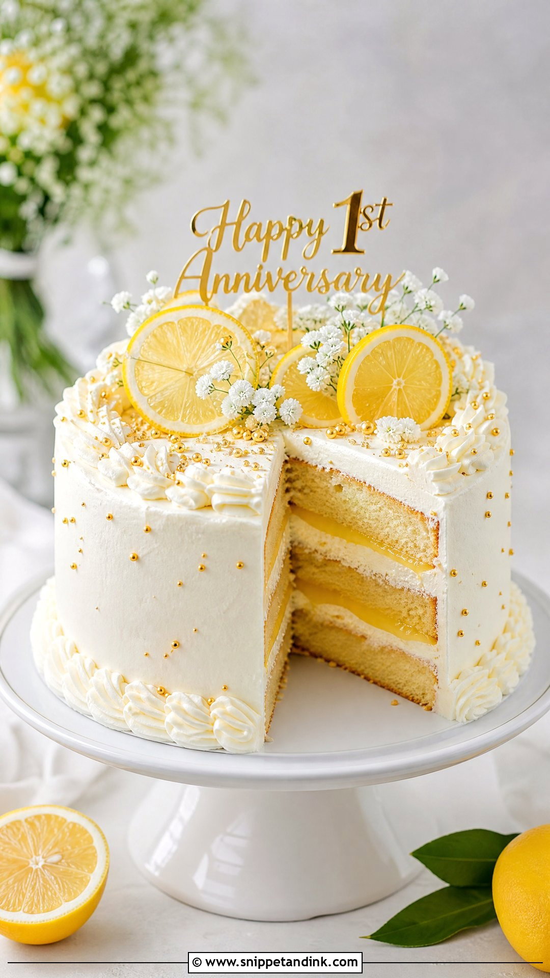 1st Anniversary Lemon Cake - Snippet and Ink - 30 1st Anniversary Cake Ideas