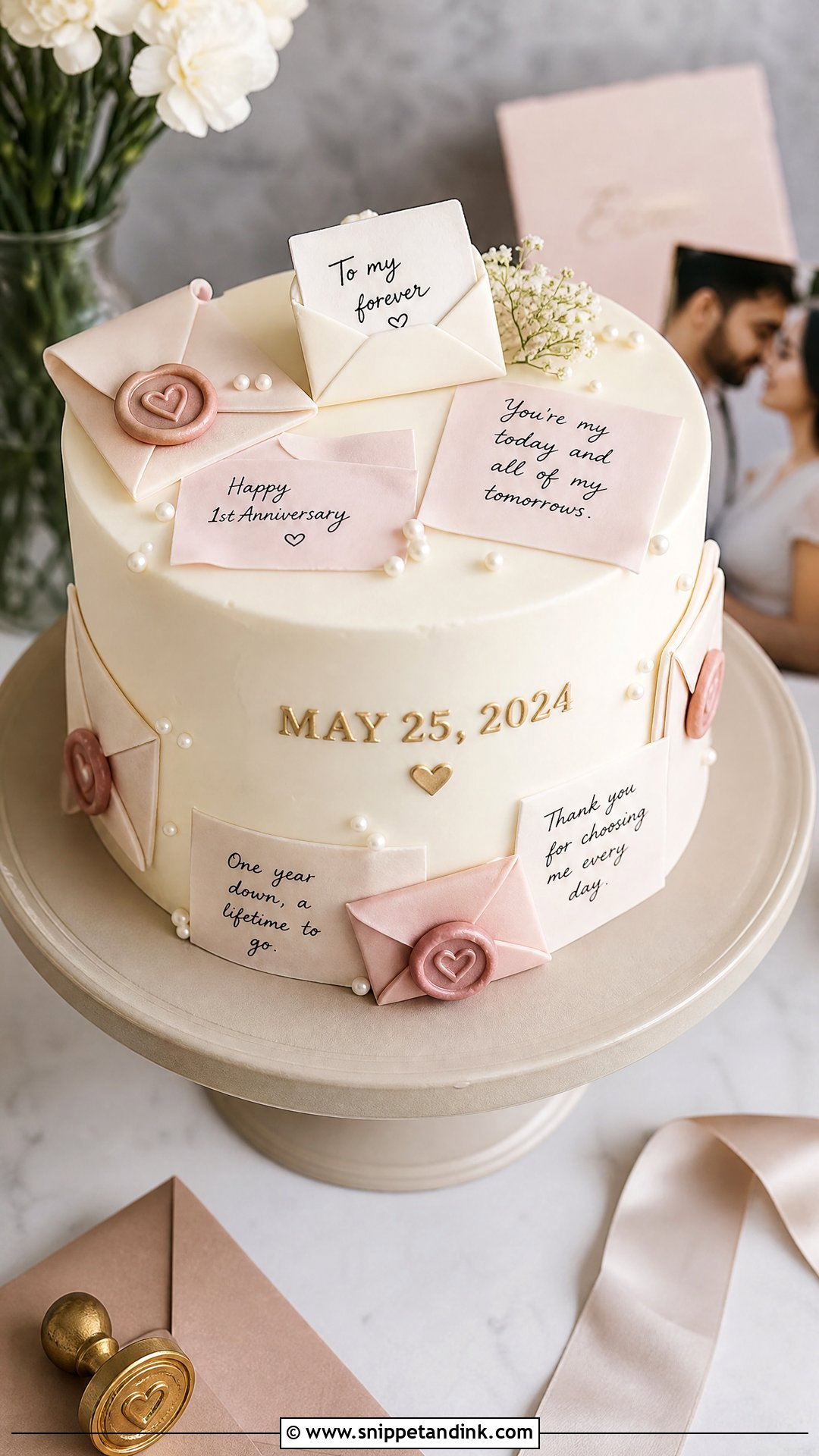 1st Anniversary Love Letter Cake - Snippet and Ink - 25 1st Wedding Anniversary Cake Ideas