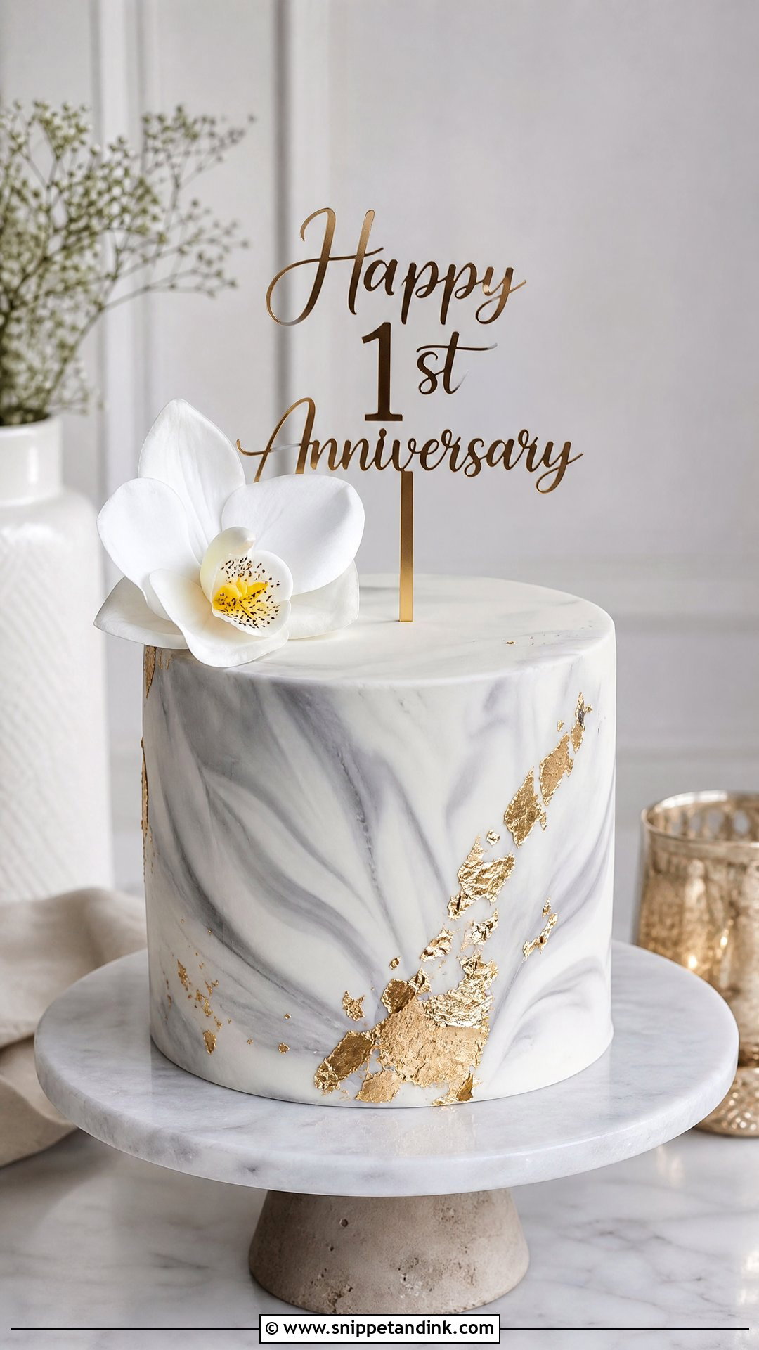 1st Anniversary Marble Cake - Snippet and Ink - 25 1st Wedding Anniversary Cake Designs