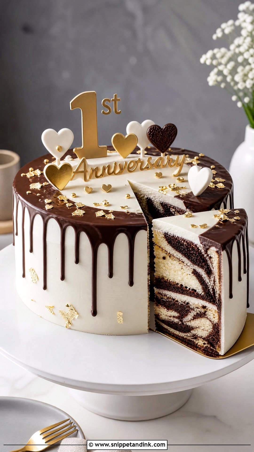 1st Anniversary Marble Cake - Snippet and Ink - 30 1st Anniversary Cake Ideas