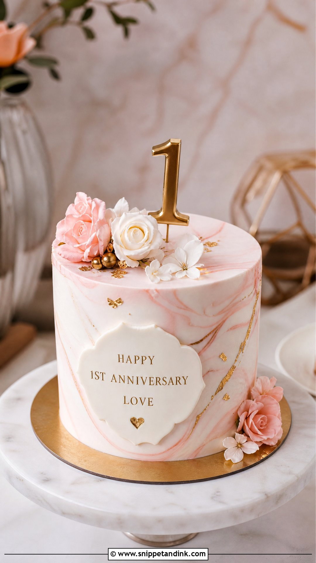 1st Anniversary Marble Cake - Snippet and Ink - 25 1st Wedding Anniversary Cake Ideas