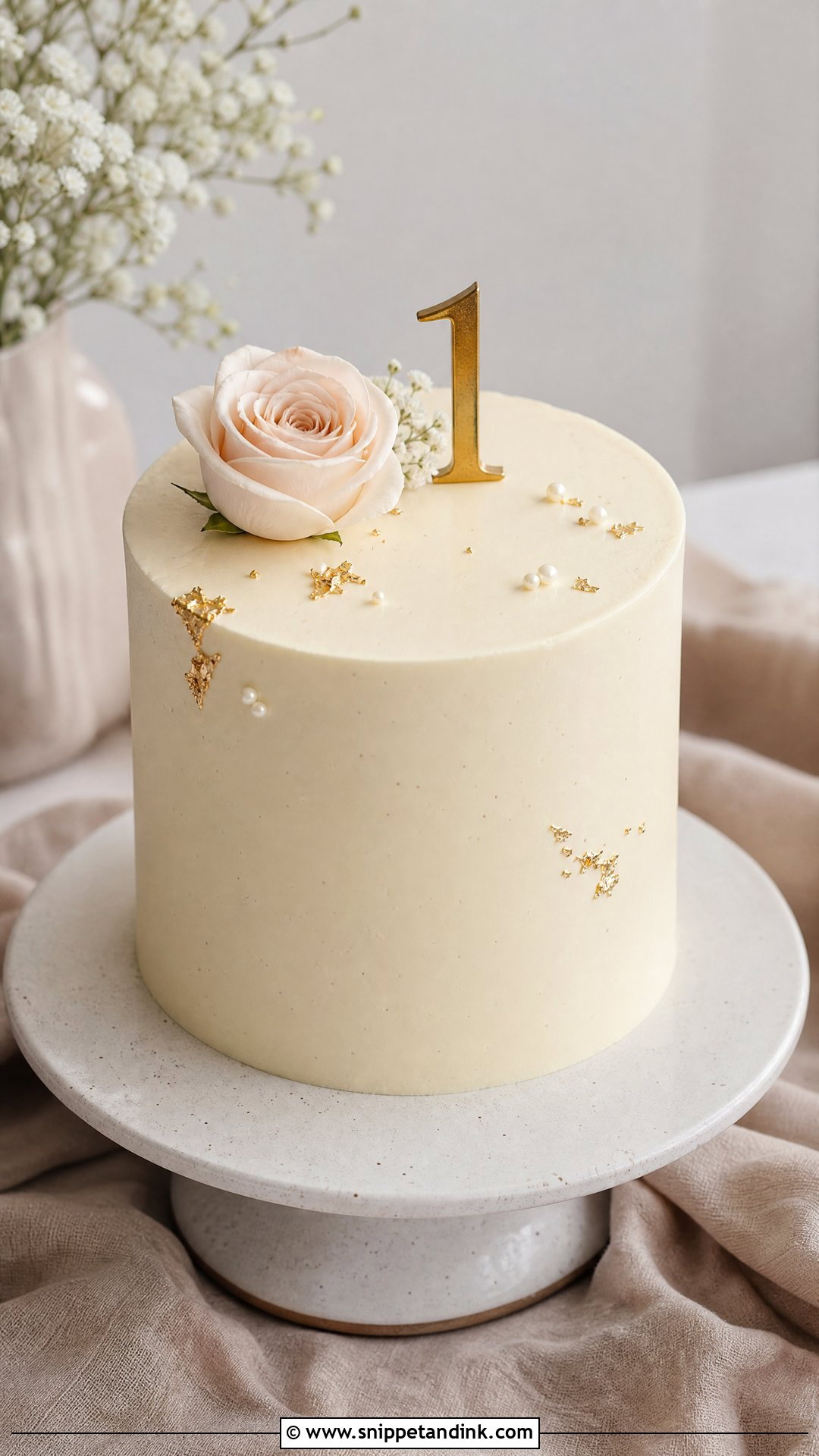 1st Anniversary Minimalist Cake - Snippet and Ink - 30 1st Anniversary Cake Ideas