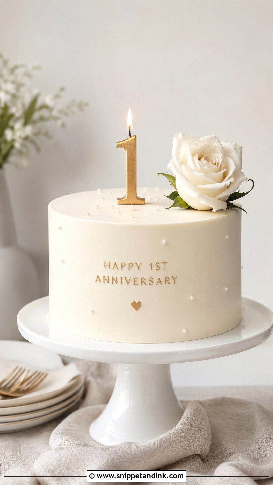 1st Anniversary Minimalist Cake - Snippet and Ink - 20 1st Year Anniversary Cake Ideas