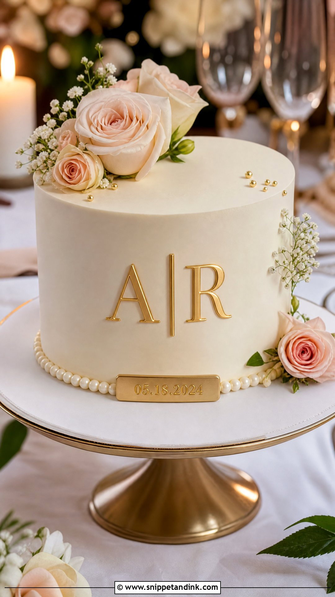 1st Anniversary Monogram Cake - Snippet and Ink - 25 1st Wedding Anniversary Cake Ideas