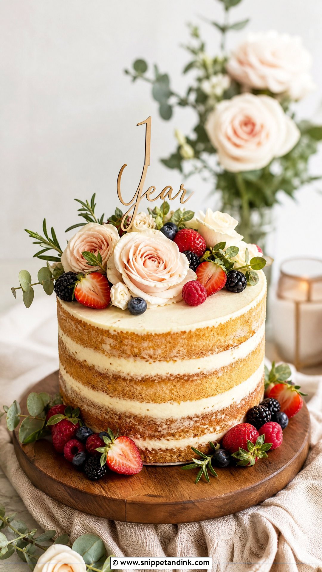 1st Anniversary Naked Cake - Snippet and Ink - 25 1st Wedding Anniversary Cake Ideas