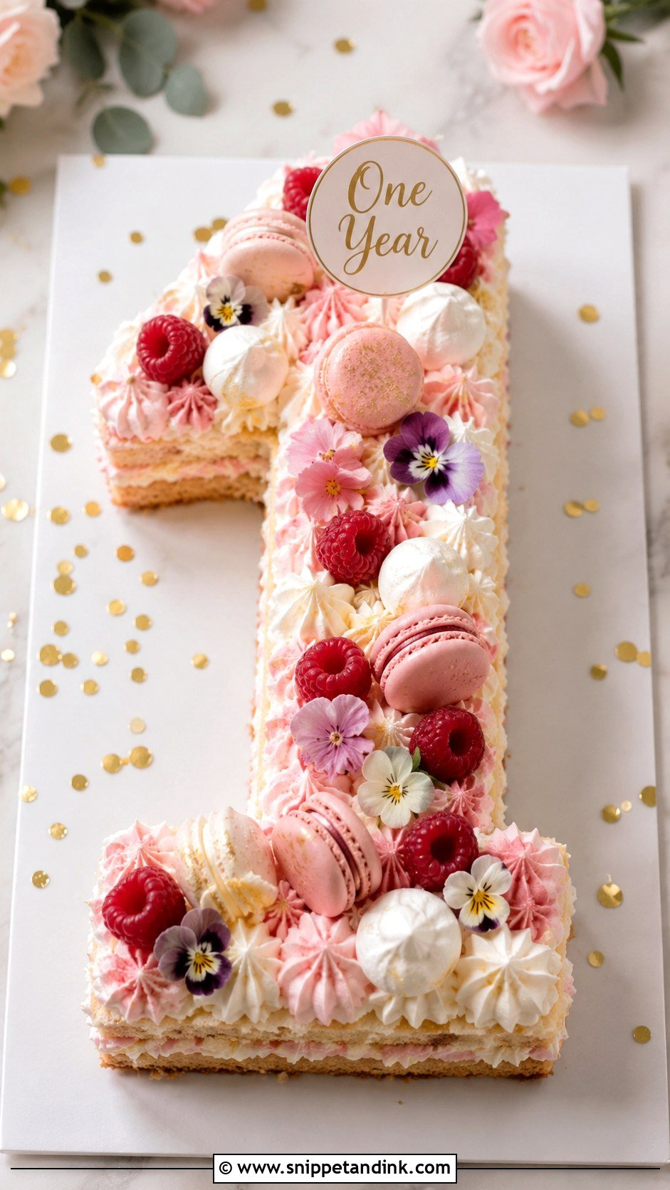 1st Anniversary Number One Cake - Snippet and Ink - 20 1st Year Anniversary Cake Ideas