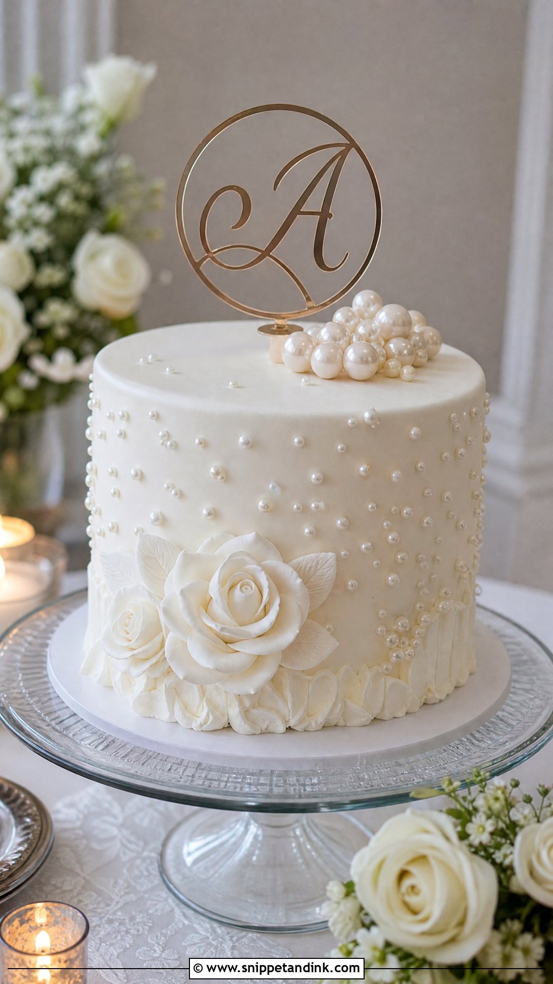 1st Anniversary Pearl Cake - Snippet and Ink - 25 1st Wedding Anniversary Cake Ideas