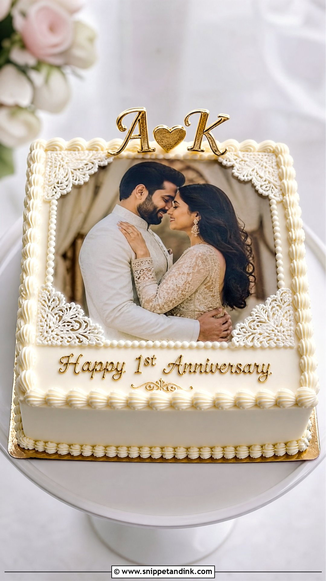 1st Anniversary Photo Cake - Snippet and Ink - 25 1st Wedding Anniversary Cake Designs